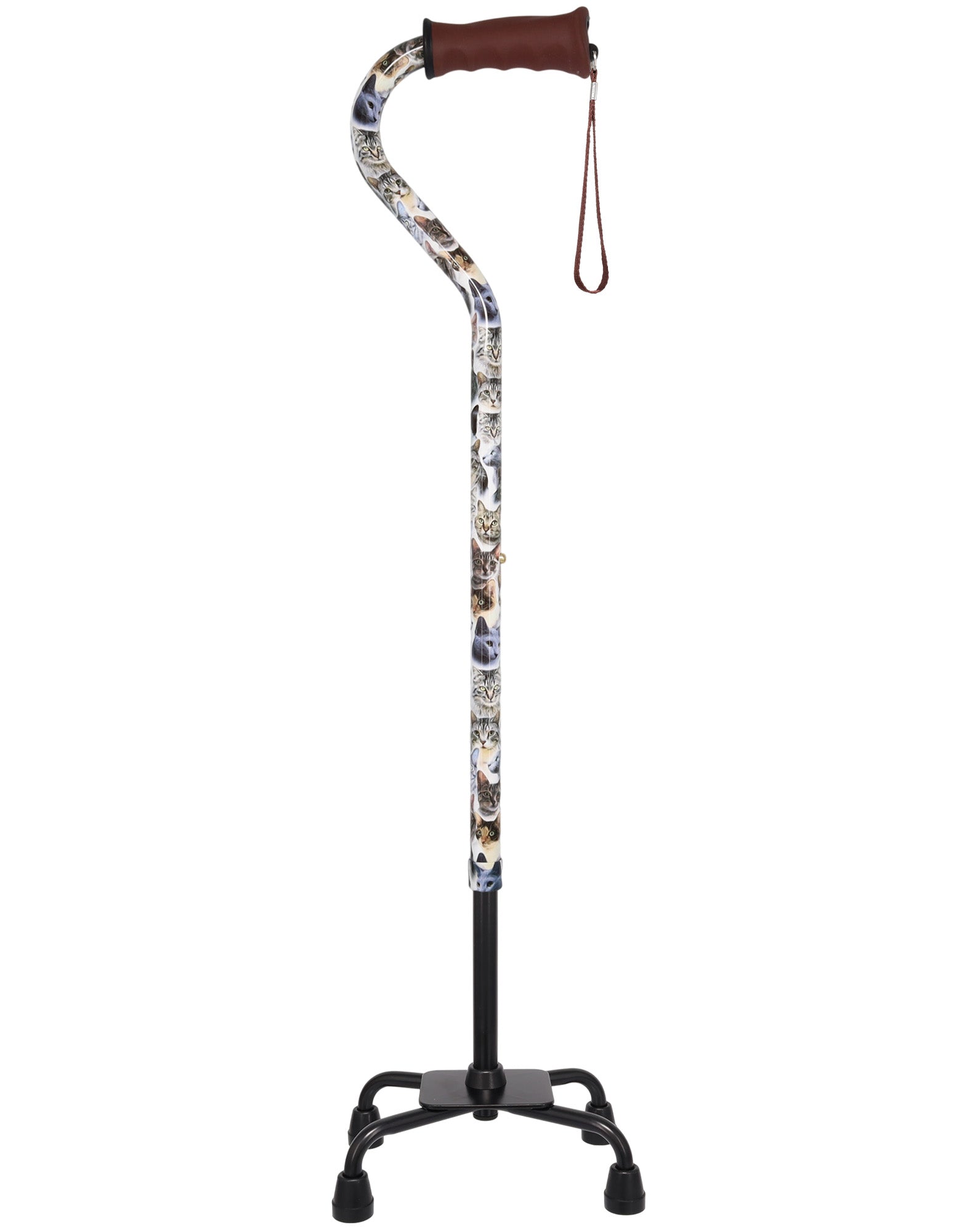 Cat Lovers: Supportive Designer Quad Base Cane - Comfort Grip