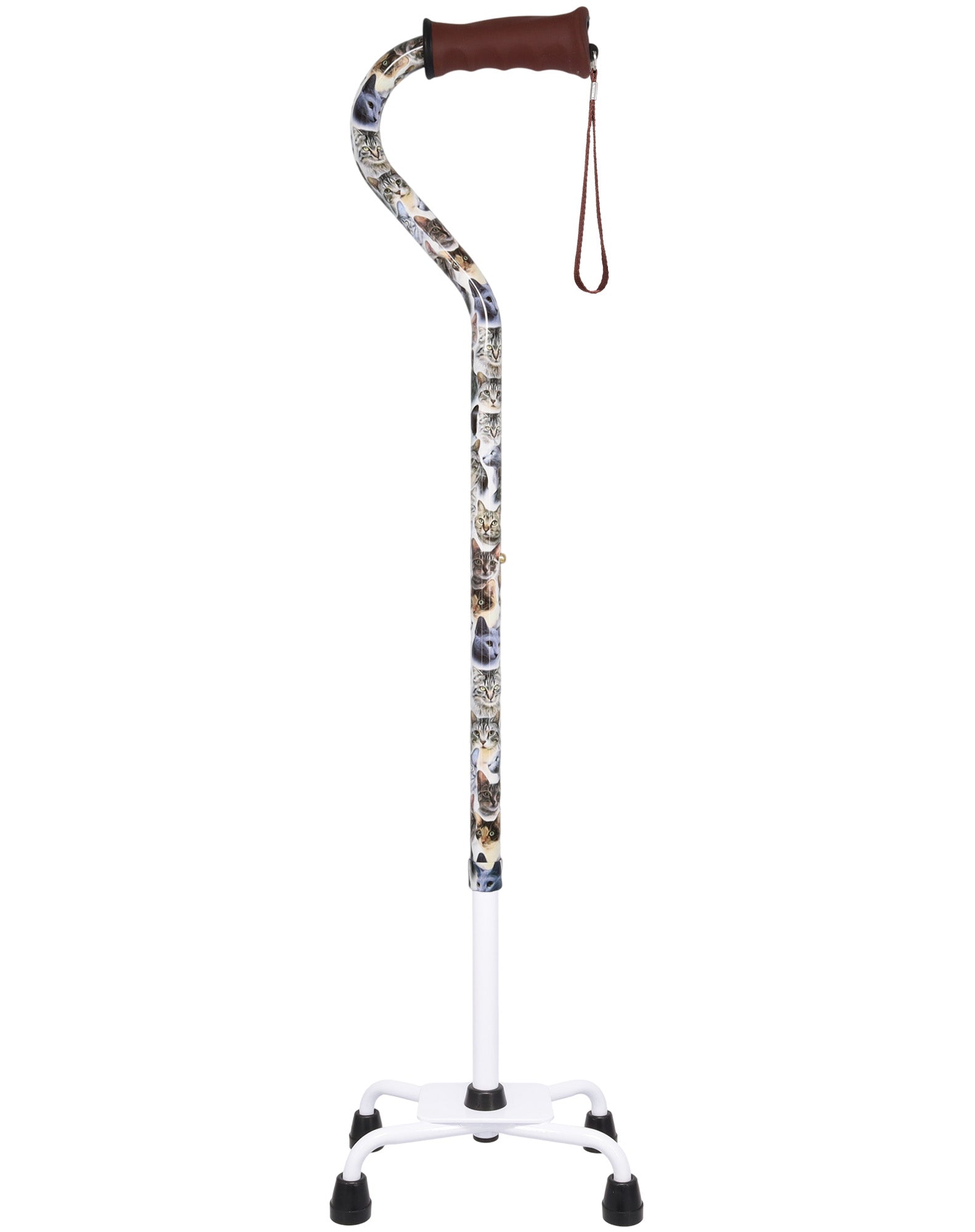 Cat Lovers: Supportive Designer Quad Base Cane - Comfort Grip