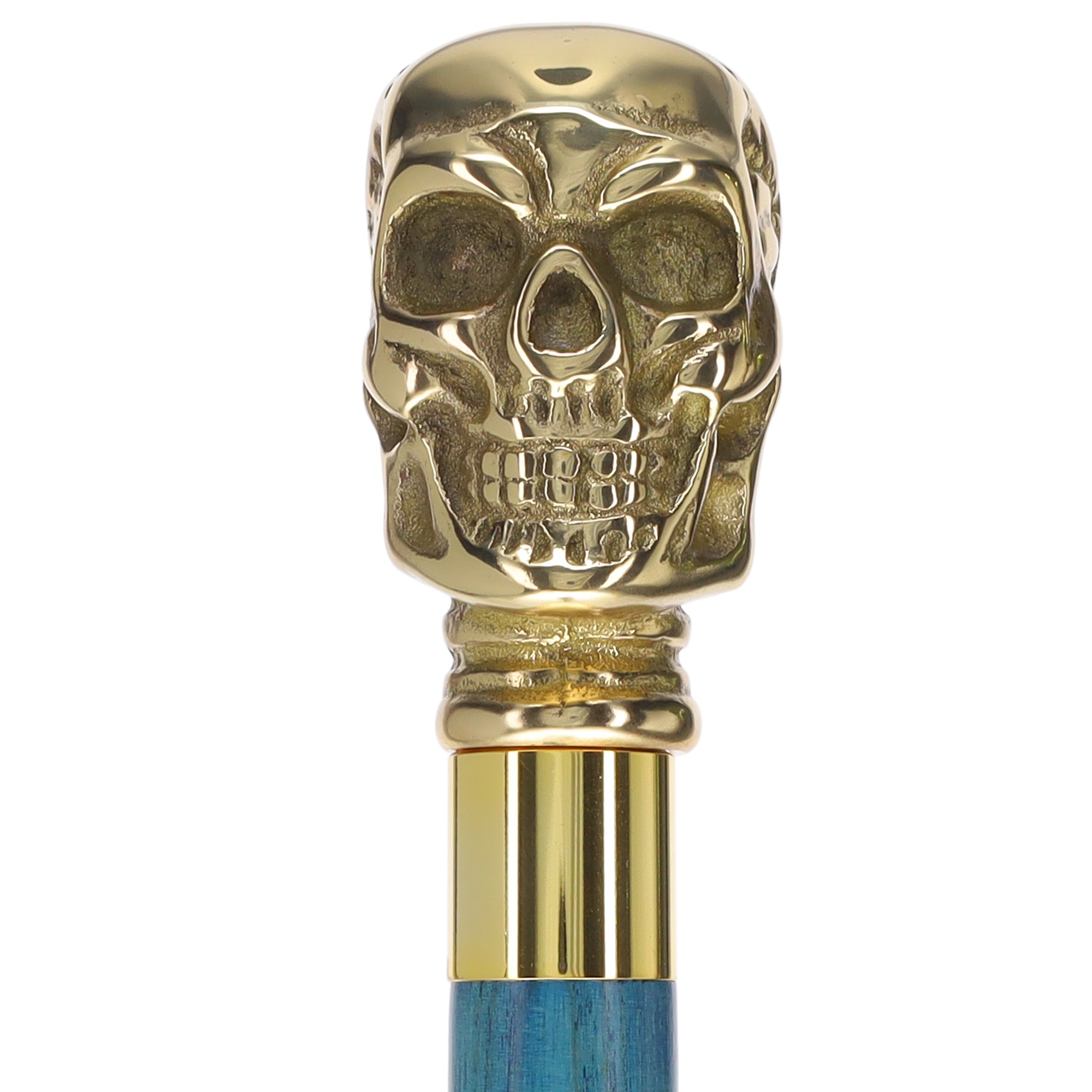 Premium Brass Skull Handle Cane: Stained Custom Color Shaft