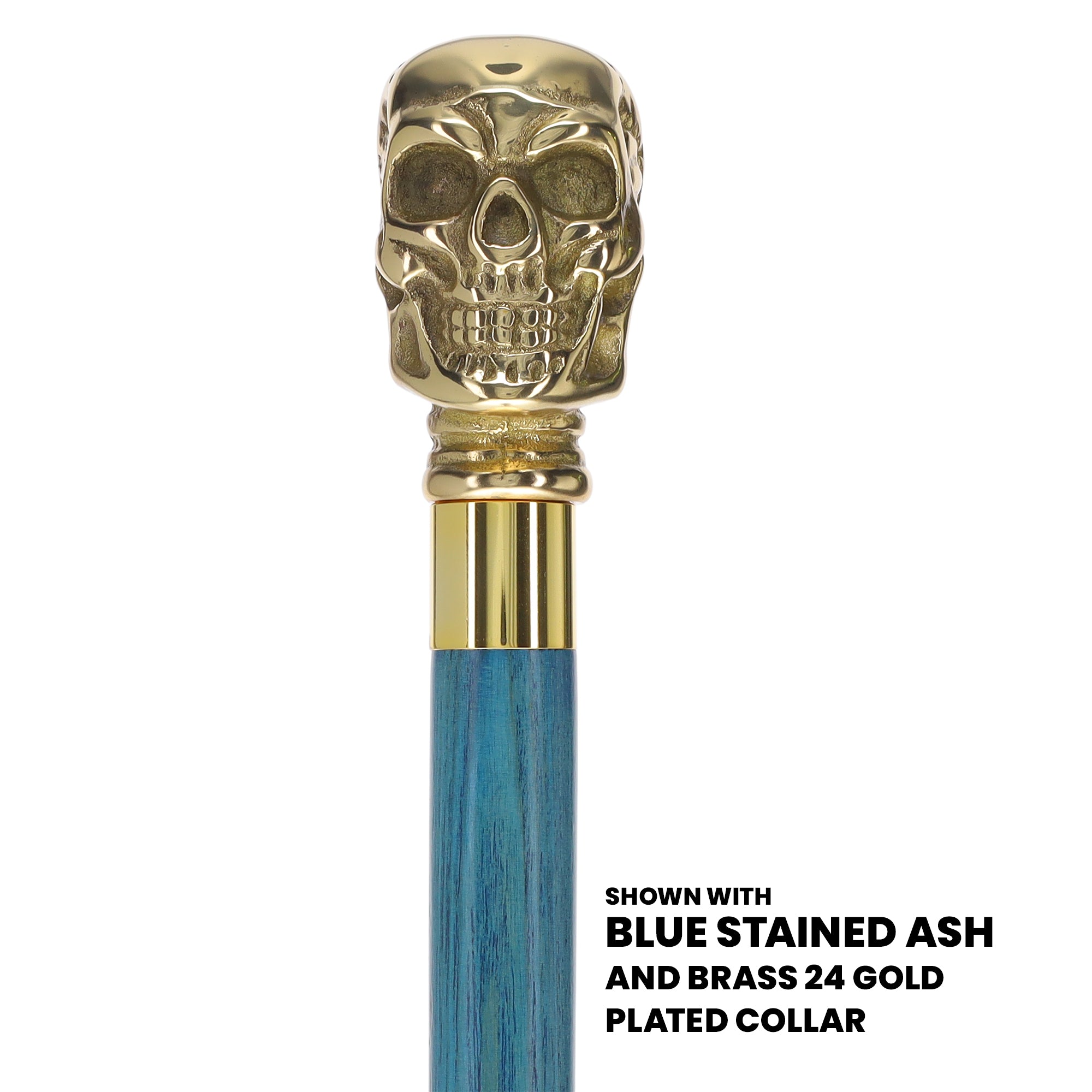Premium Brass Skull Handle Cane: Stained Custom Color Shaft