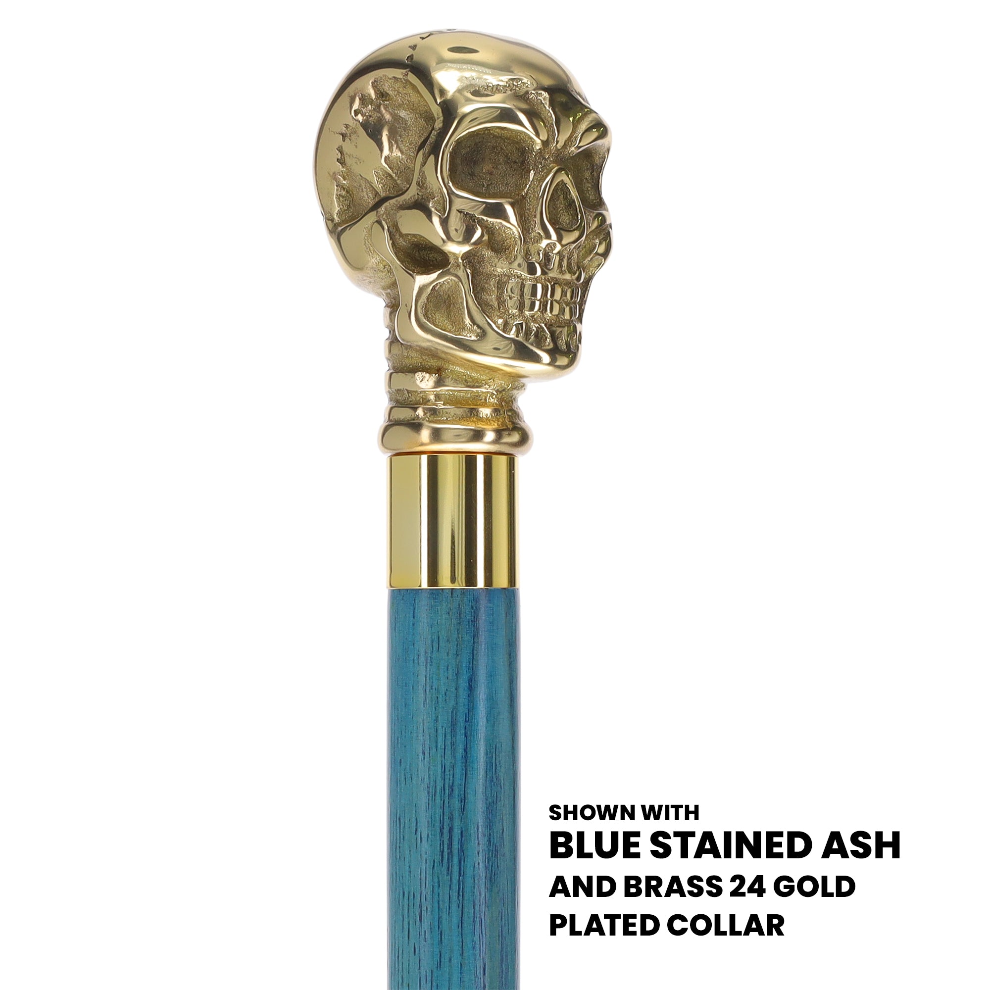 Premium Brass Skull Handle Cane: Stained Custom Color Shaft