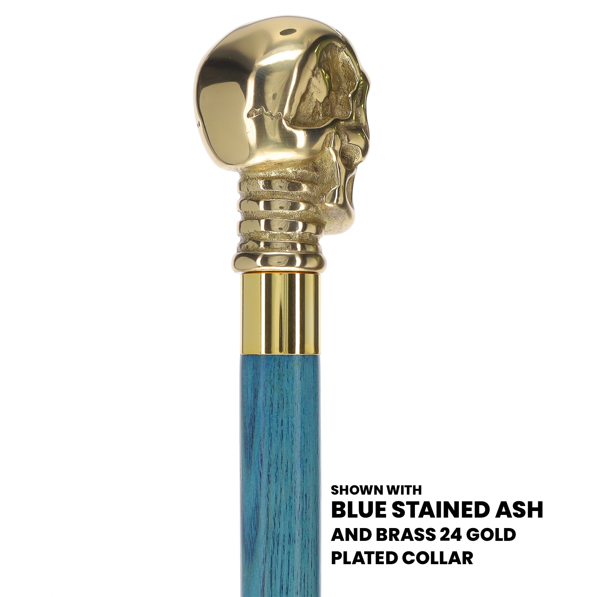 Premium Brass Skull Handle Cane: Stained Custom Color Shaft