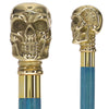 Premium Brass Skull Handle Cane: Stained Custom Color Shaft