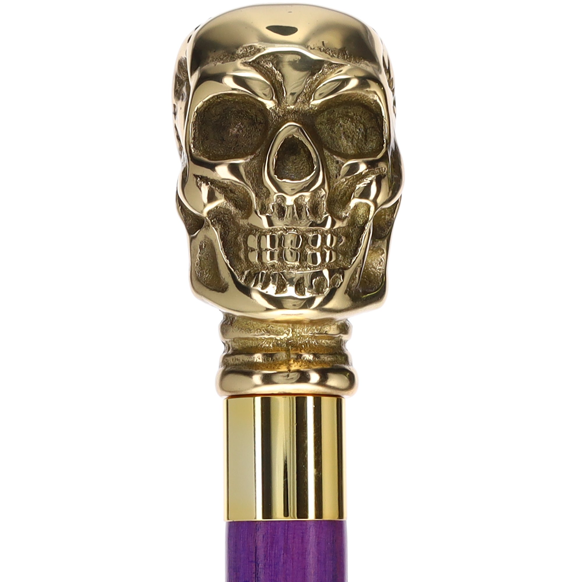 Premium Brass Skull Handle Cane: Stained Custom Color Shaft