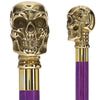 Premium Brass Skull Handle Cane: Stained Custom Color Shaft