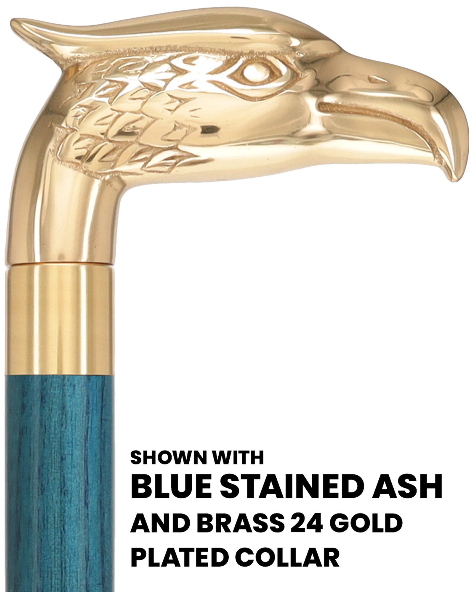 Brass Eagle Handle Walking Cane w/ Custom Color Stained Ash Shaft & Collar