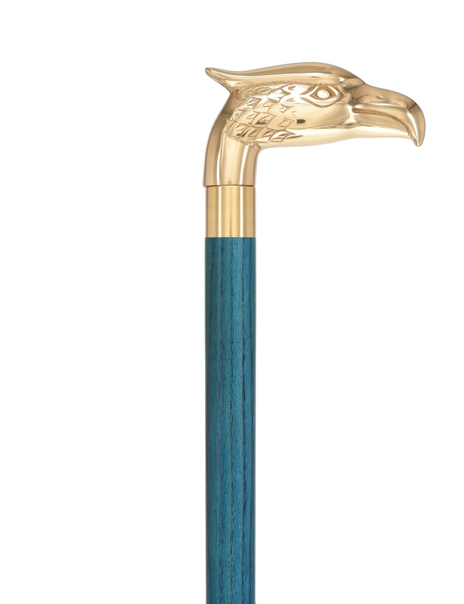 Brass Eagle Handle Walking Cane w/ Custom Color Stained Ash Shaft & Collar
