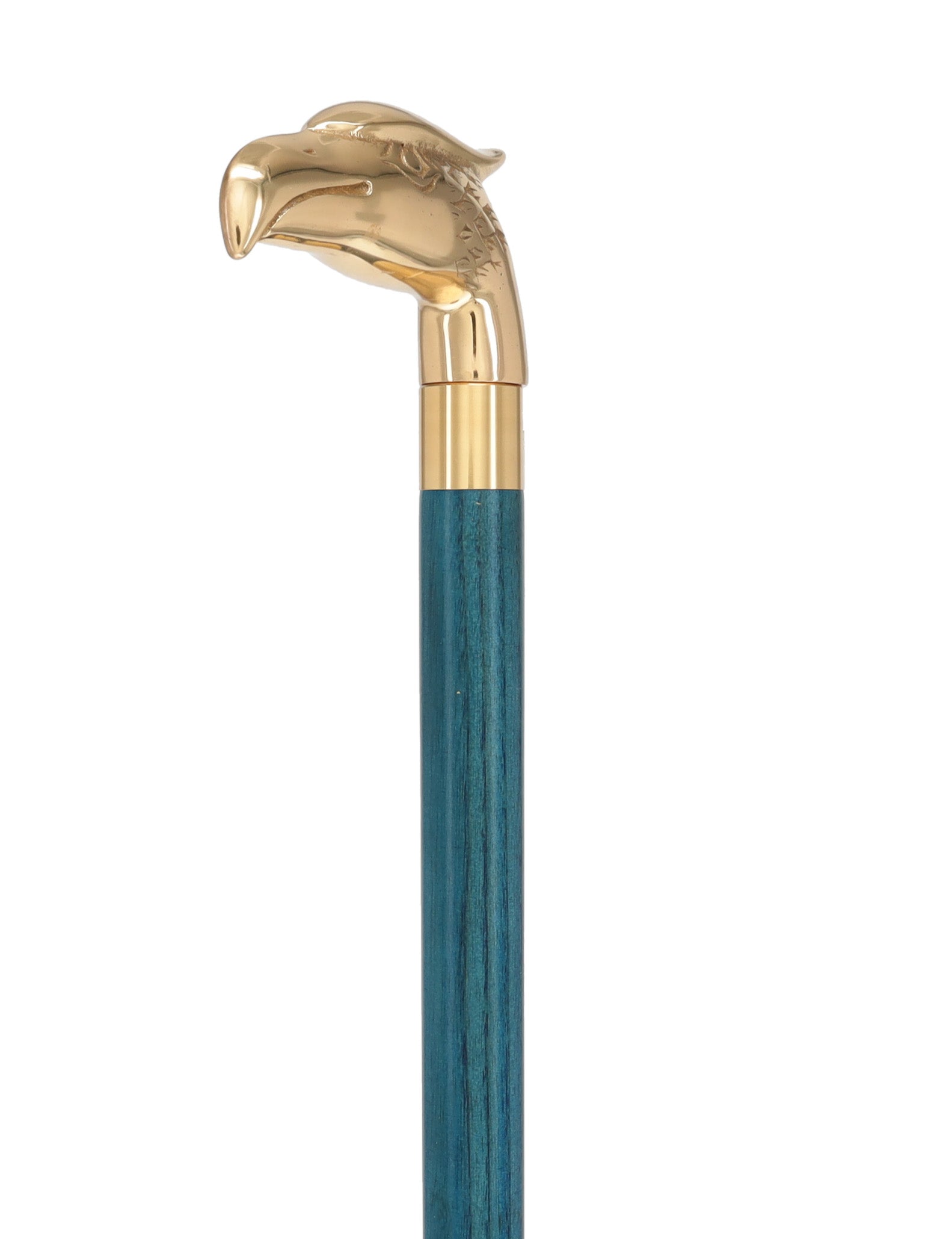 Brass Eagle Handle Walking Cane w/ Custom Color Stained Ash Shaft & Collar