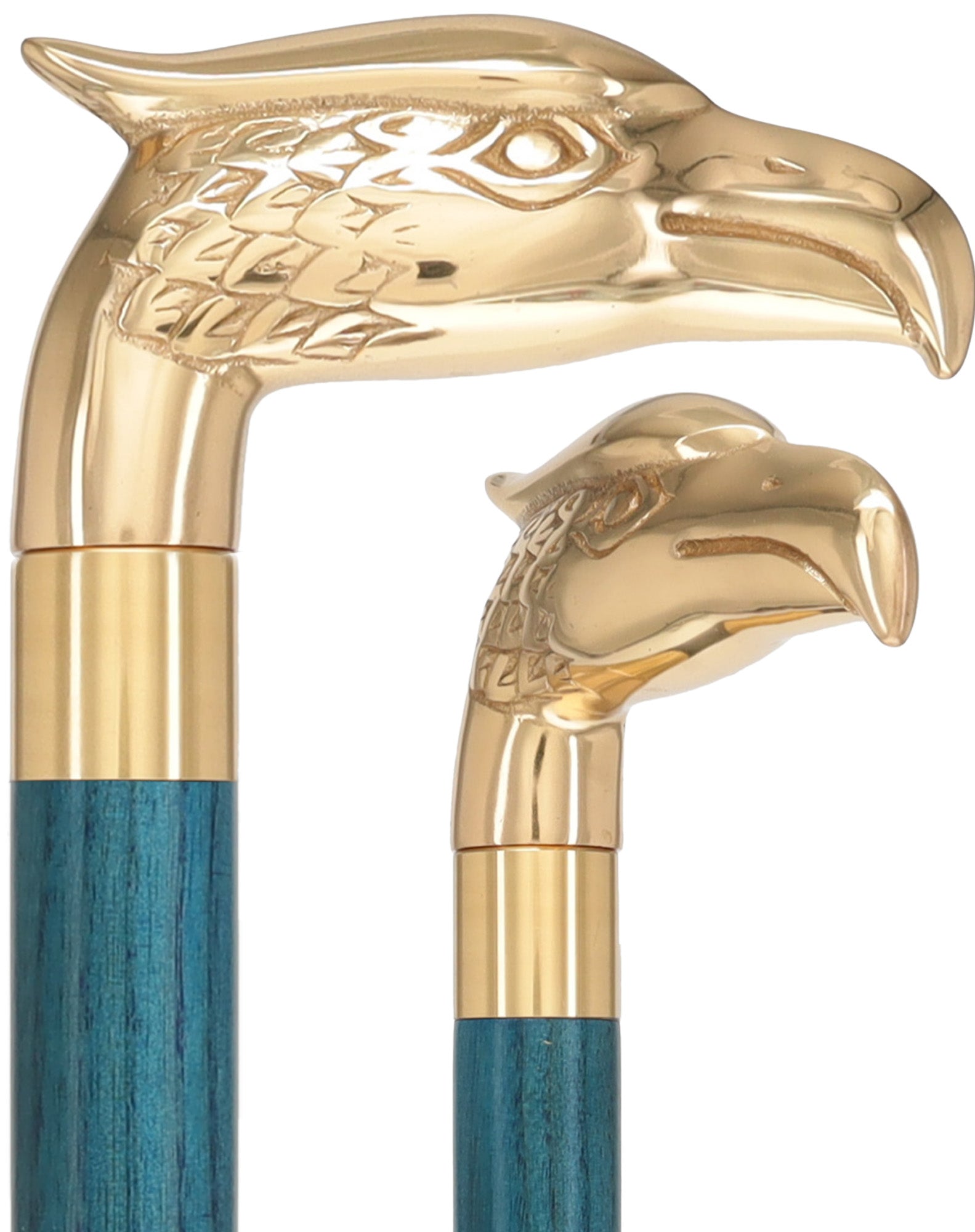 Brass Eagle Handle Walking Cane w/ Custom Color Stained Ash Shaft & Collar