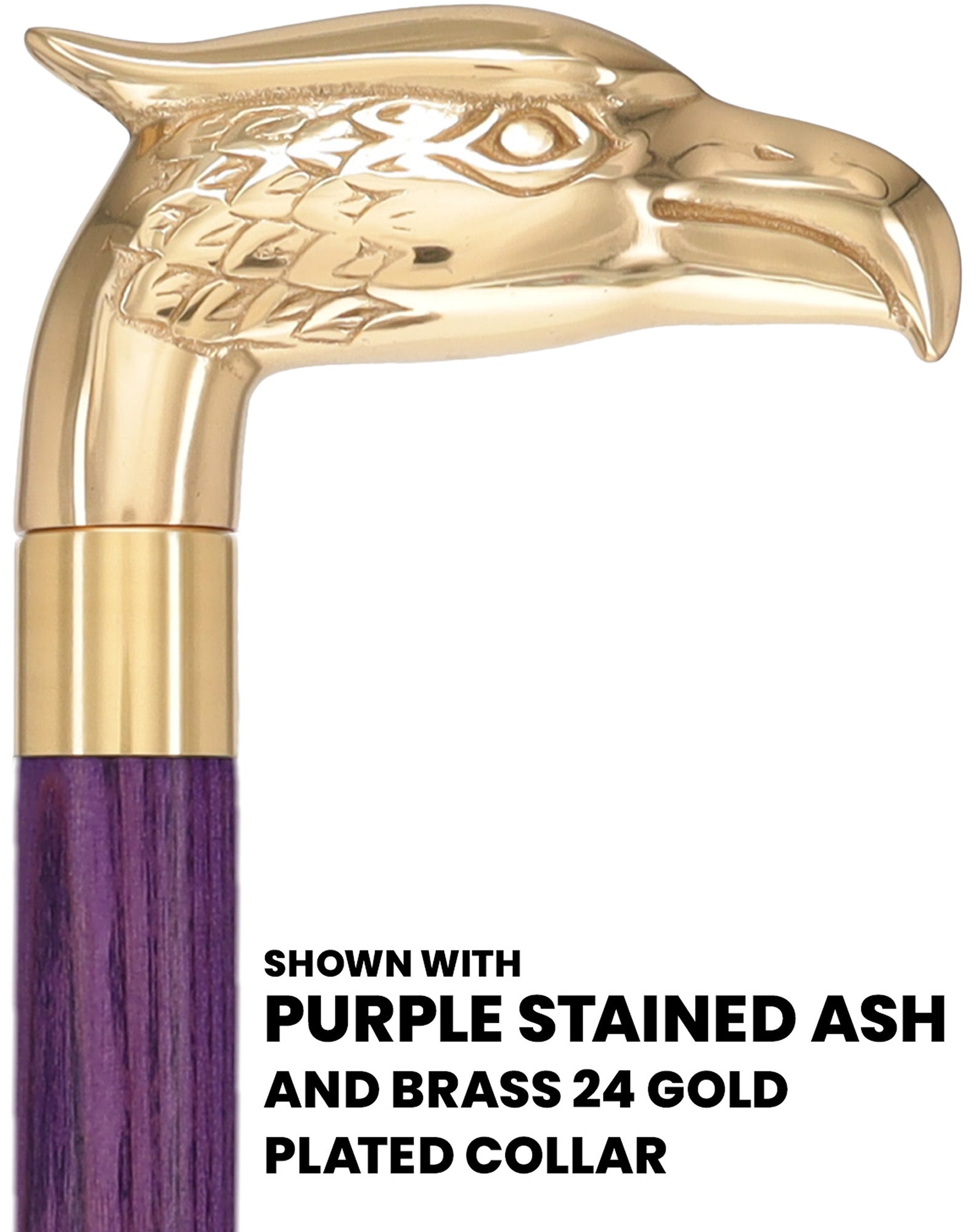 Brass Eagle Handle Walking Cane w/ Custom Color Stained Ash Shaft & Collar