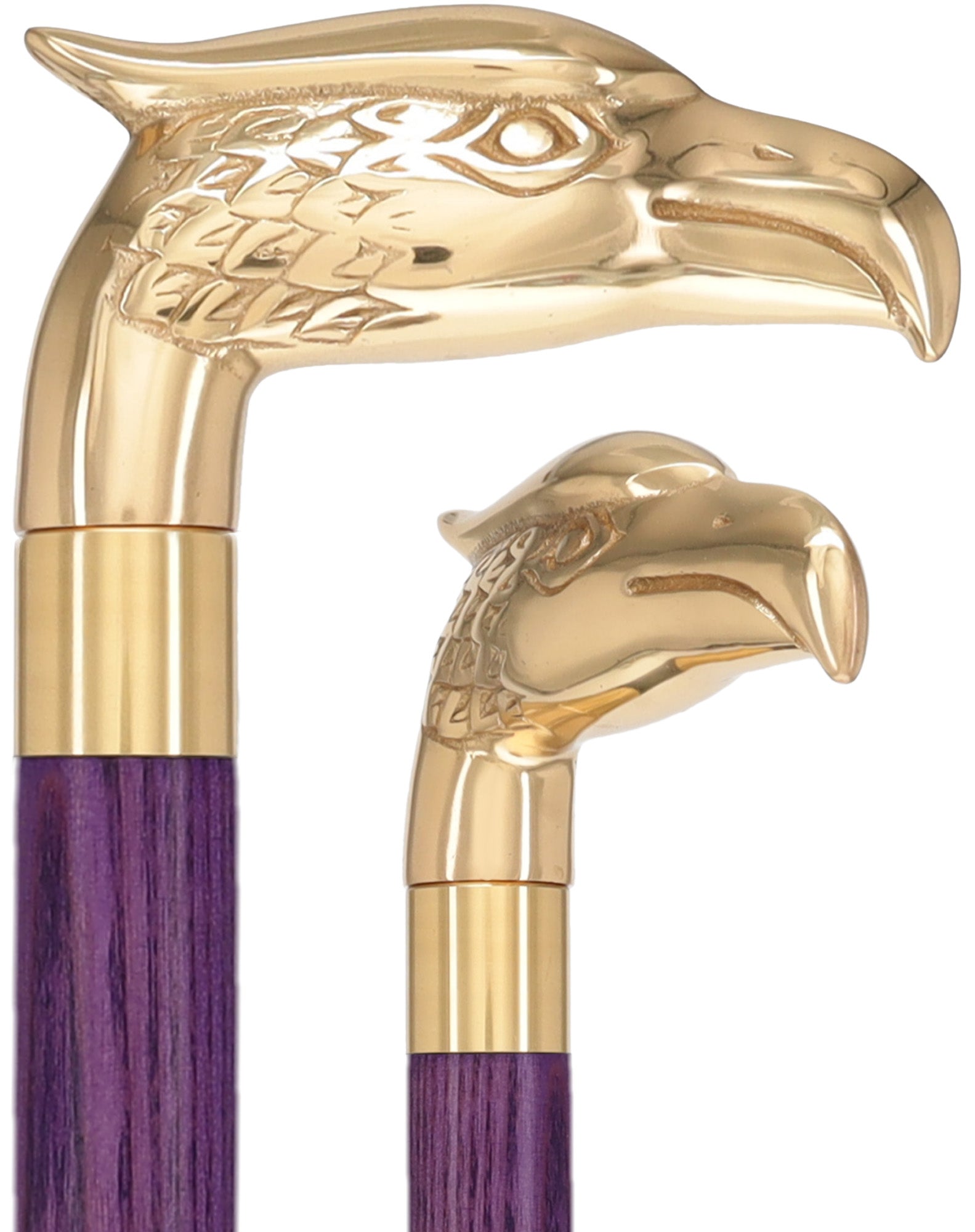 Brass Eagle Handle Walking Cane w/ Custom Color Stained Ash Shaft & Collar
