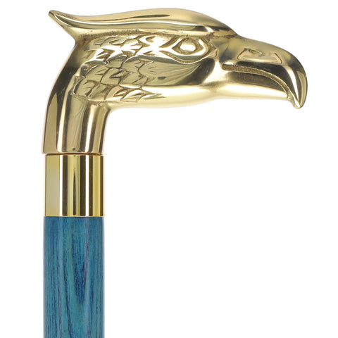 Brass Eagle Handle Walking Cane w/ Custom Color Stained Ash Shaft & Collar
