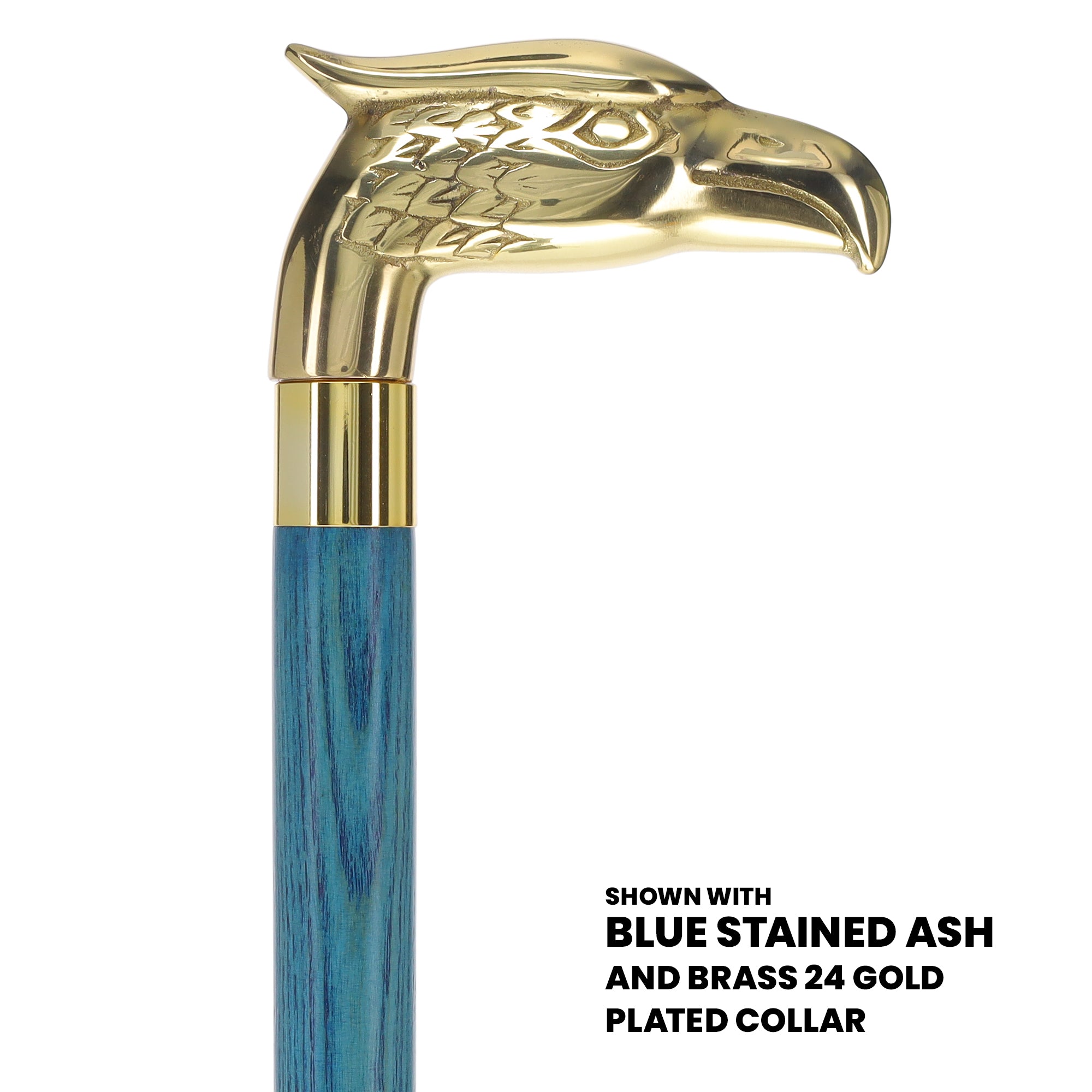 Brass Eagle Handle Walking Cane w/ Custom Color Stained Ash Shaft & Collar