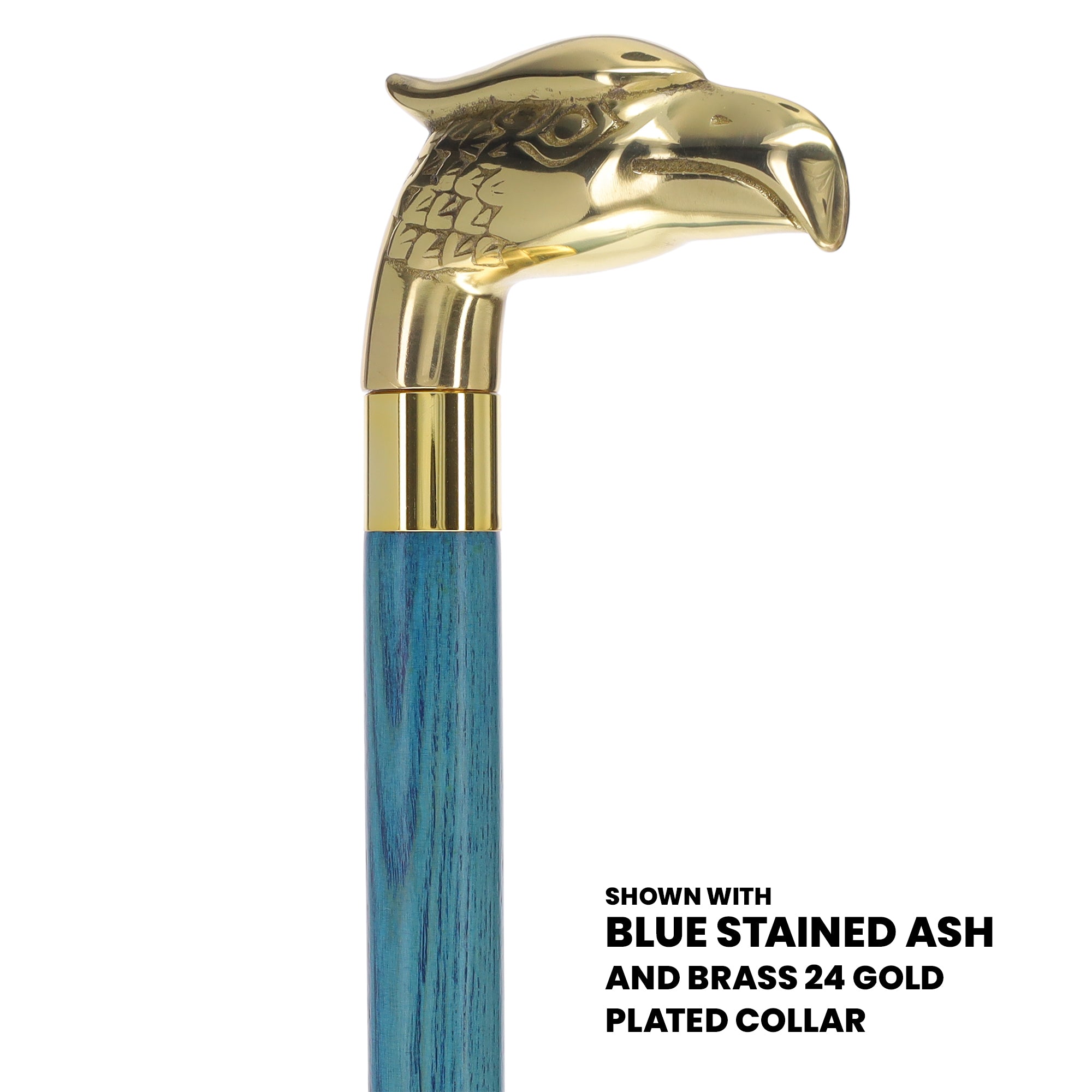 Brass Eagle Handle Walking Cane w/ Custom Color Stained Ash Shaft & Collar
