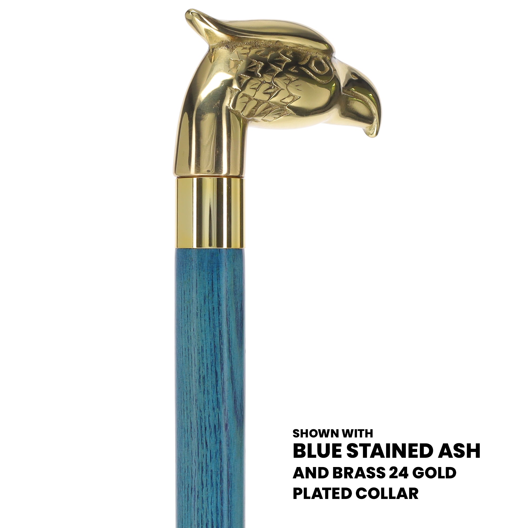 Brass Eagle Handle Walking Cane w/ Custom Color Stained Ash Shaft & Collar