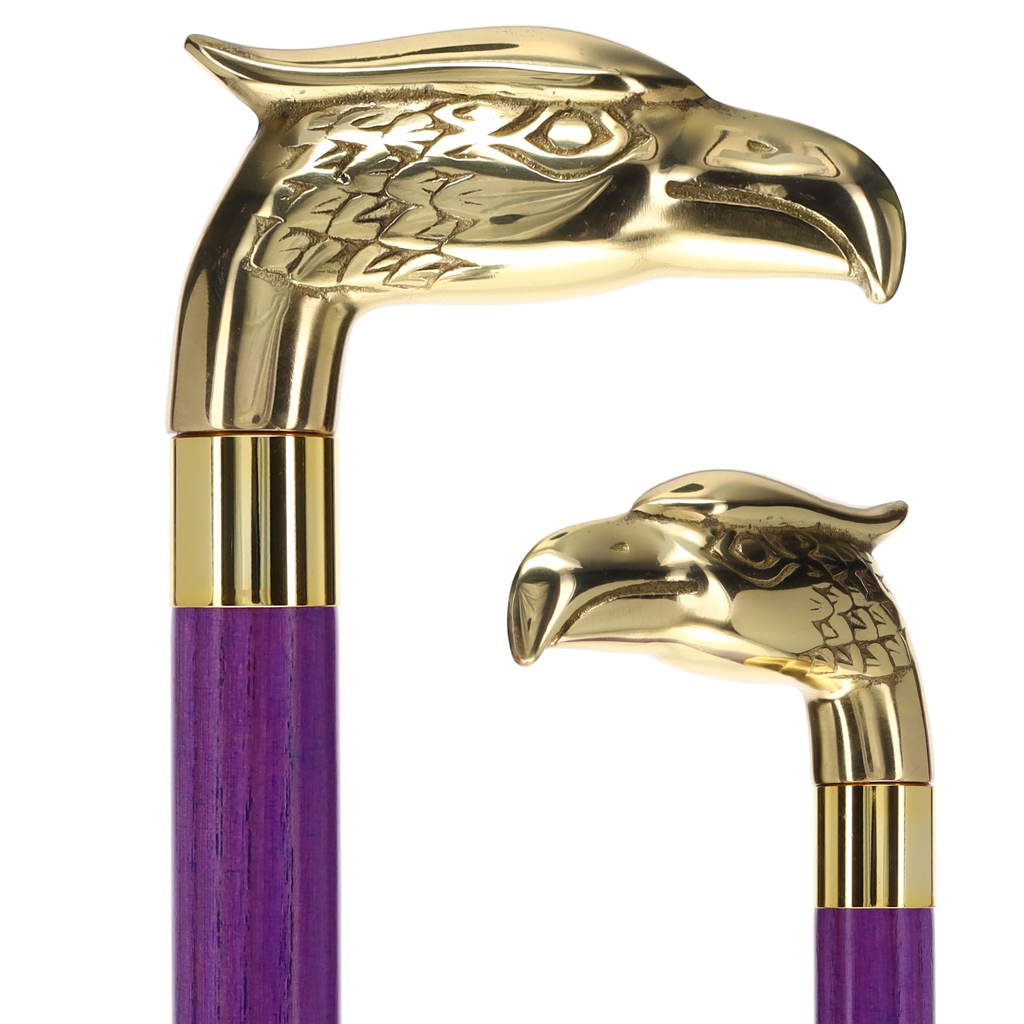 Brass Eagle Handle Walking Cane w/ Custom Color Stained Ash Shaft & Collar