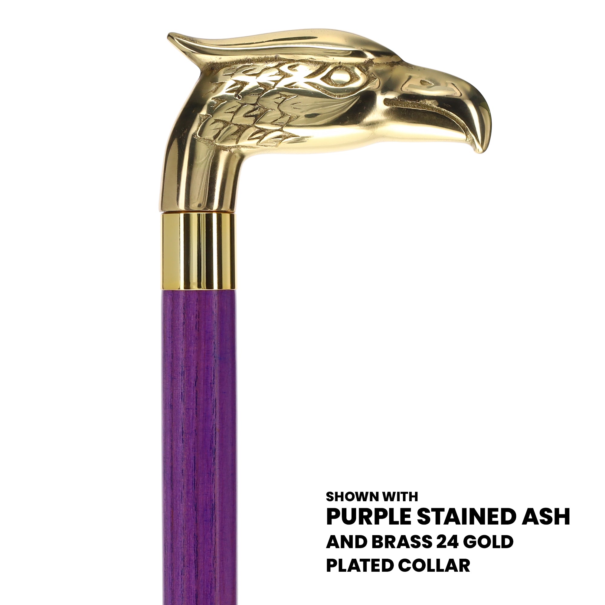 Brass Eagle Handle Walking Cane w/ Custom Color Stained Ash Shaft & Collar