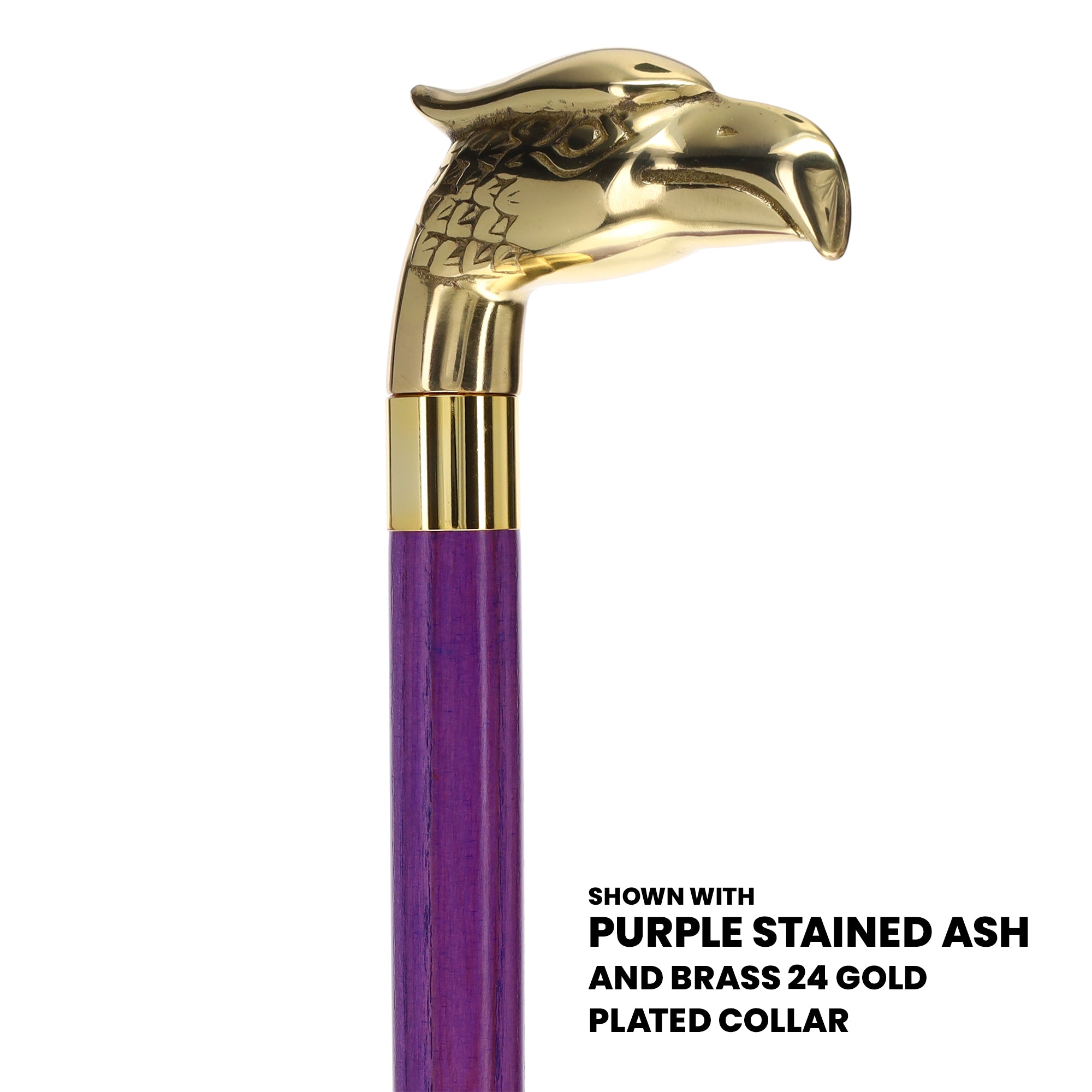 Brass Eagle Handle Walking Cane w/ Custom Color Stained Ash Shaft & Collar