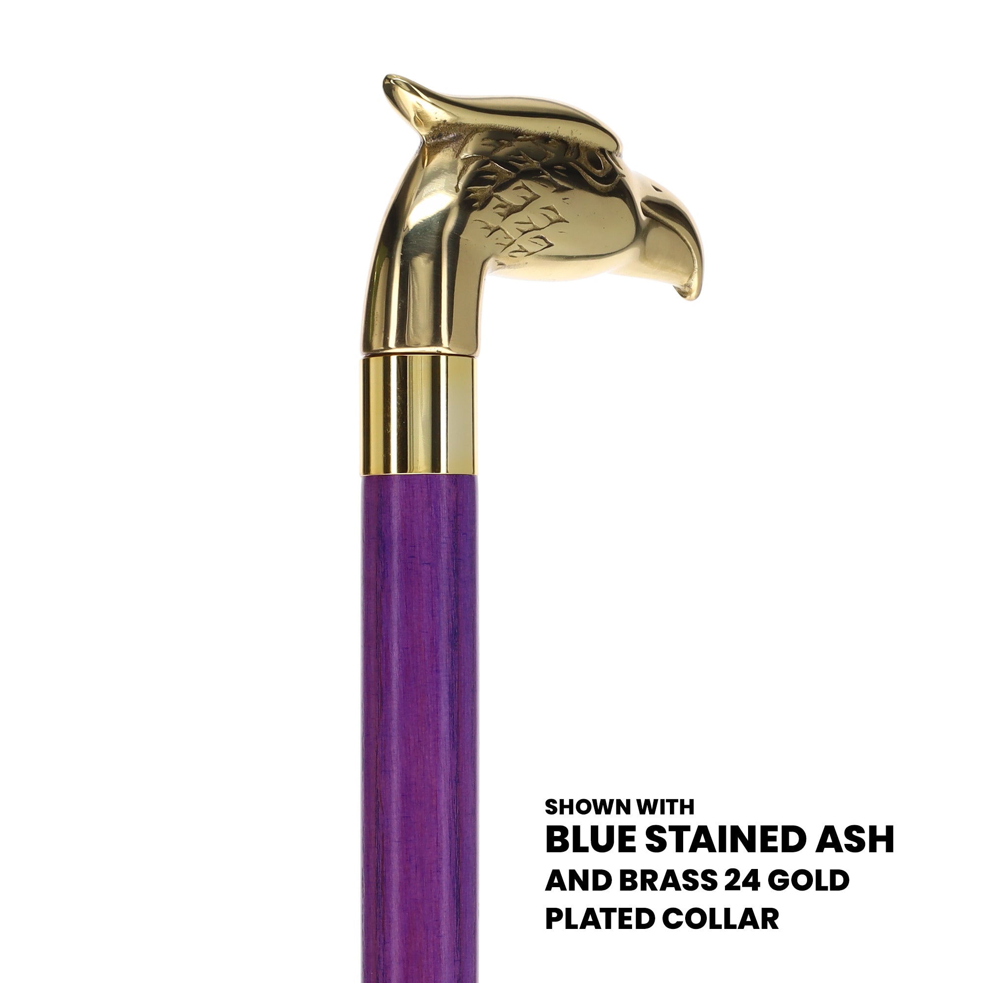 Brass Eagle Handle Walking Cane w/ Custom Color Stained Ash Shaft & Collar