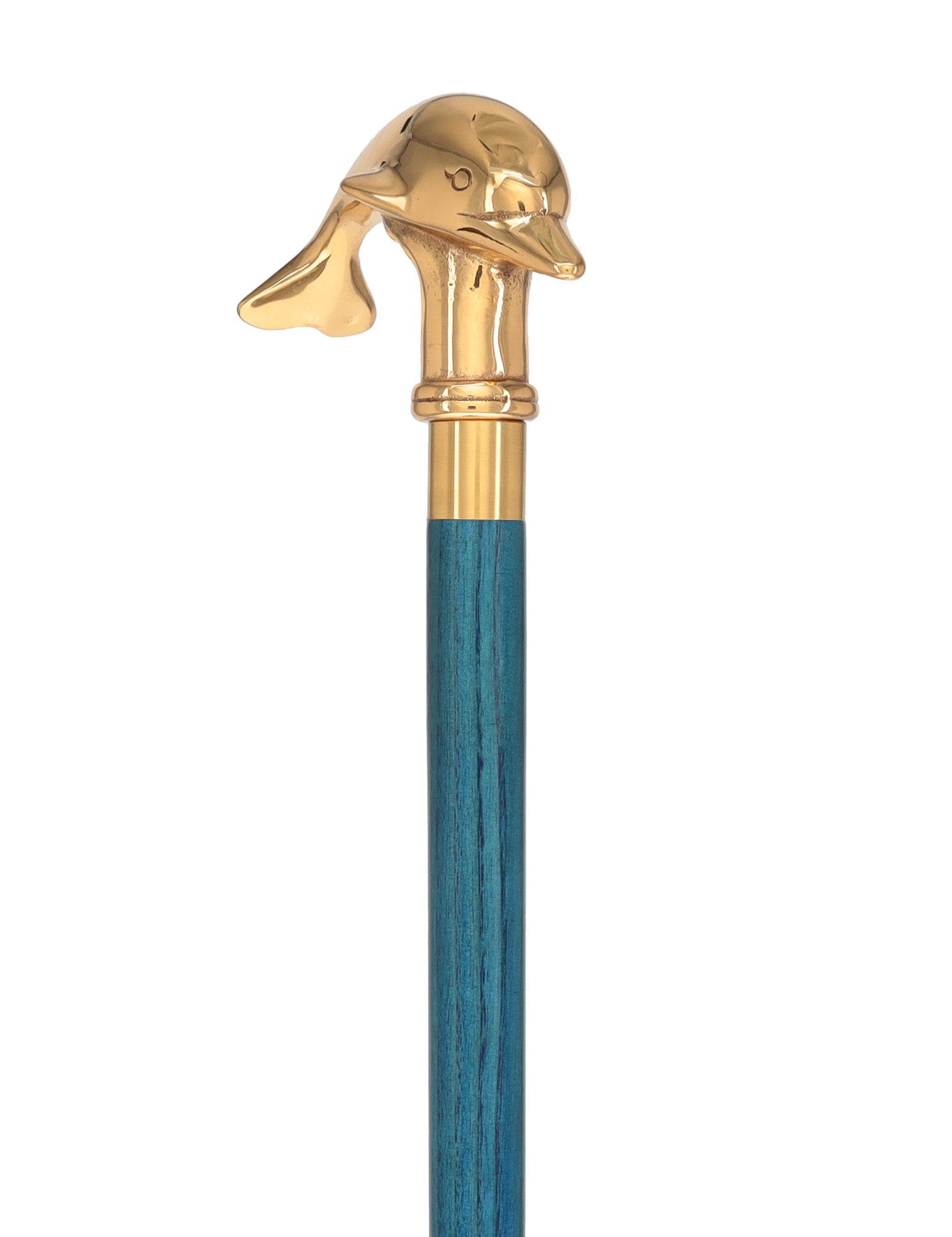 Premium Brass Dolphin Handle Cane: Stained Custom Color Shaft