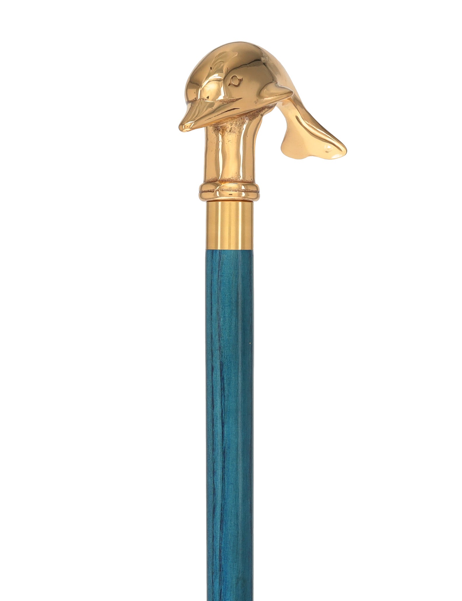 Premium Brass Dolphin Handle Cane: Stained Custom Color Shaft