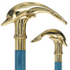 Premium Brass Dolphin Handle Cane: Stained Custom Color Shaft