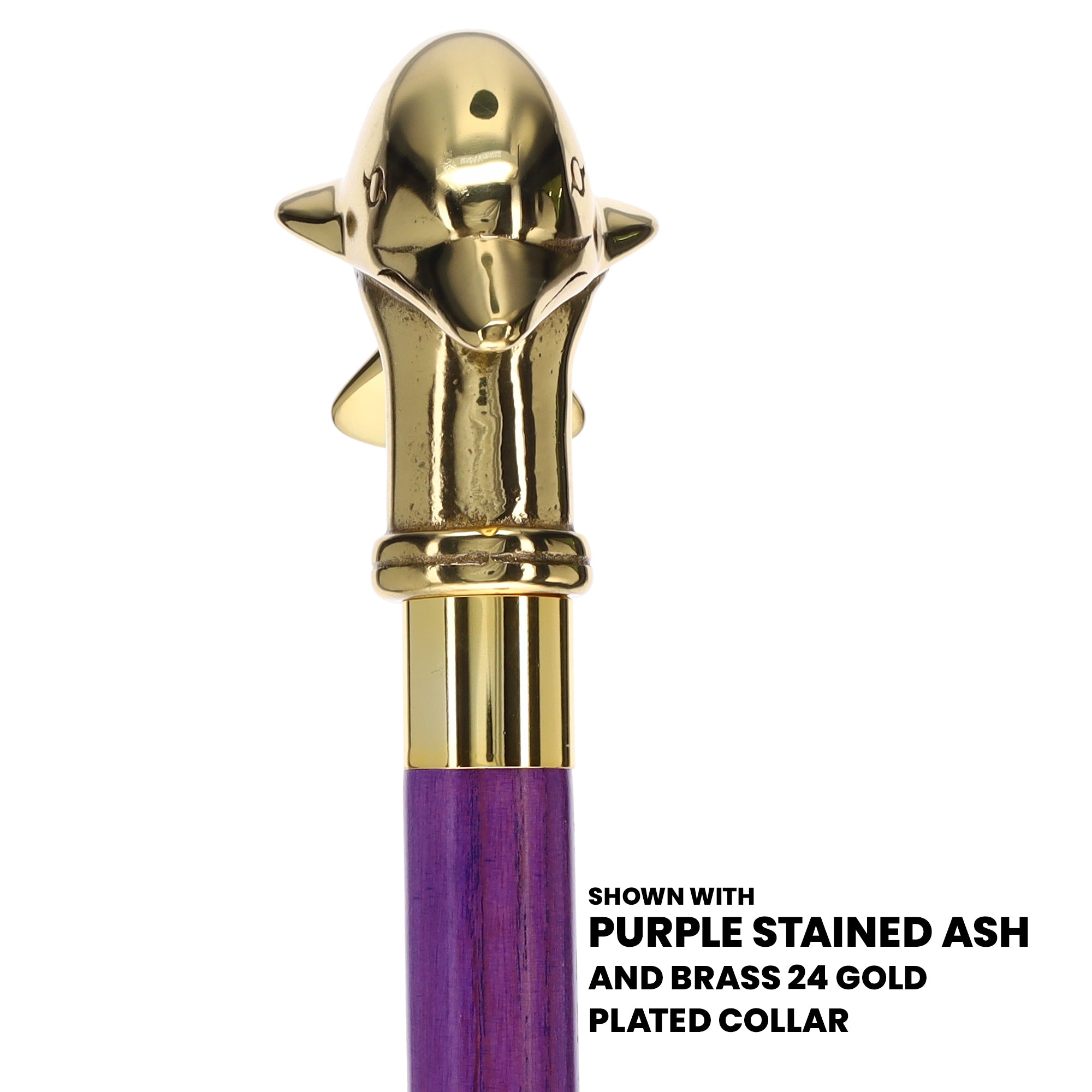 Premium Brass Dolphin Handle Cane: Stained Custom Color Shaft