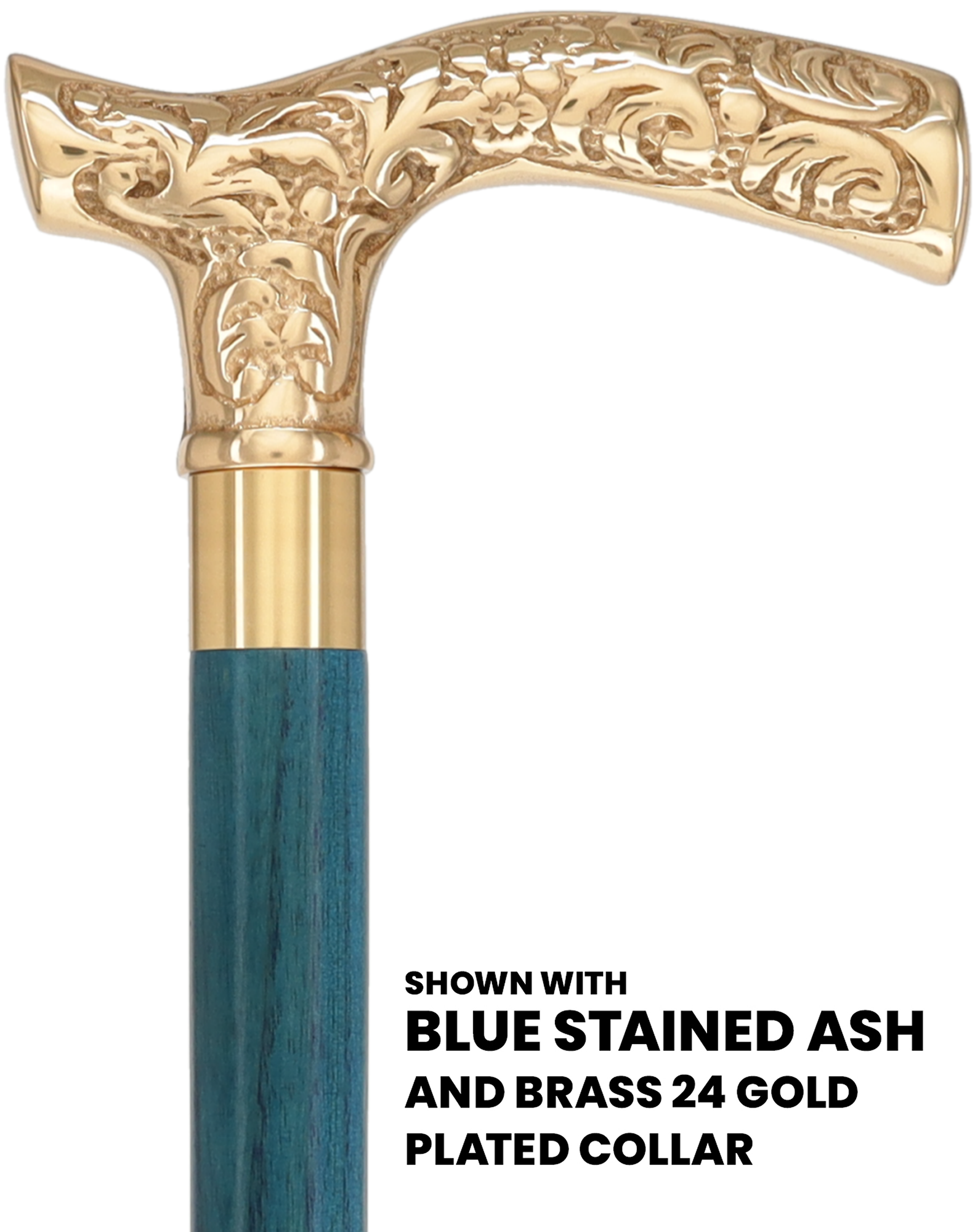 Premium Brass Fritz Handle Cane: Stained Custom Color Shaft