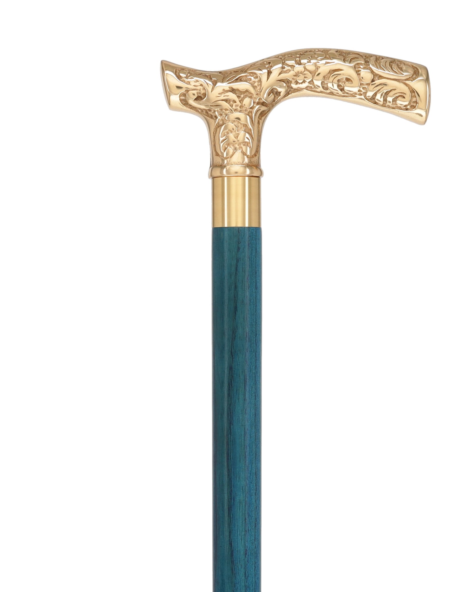 Premium Brass Fritz Handle Cane: Stained Custom Color Shaft