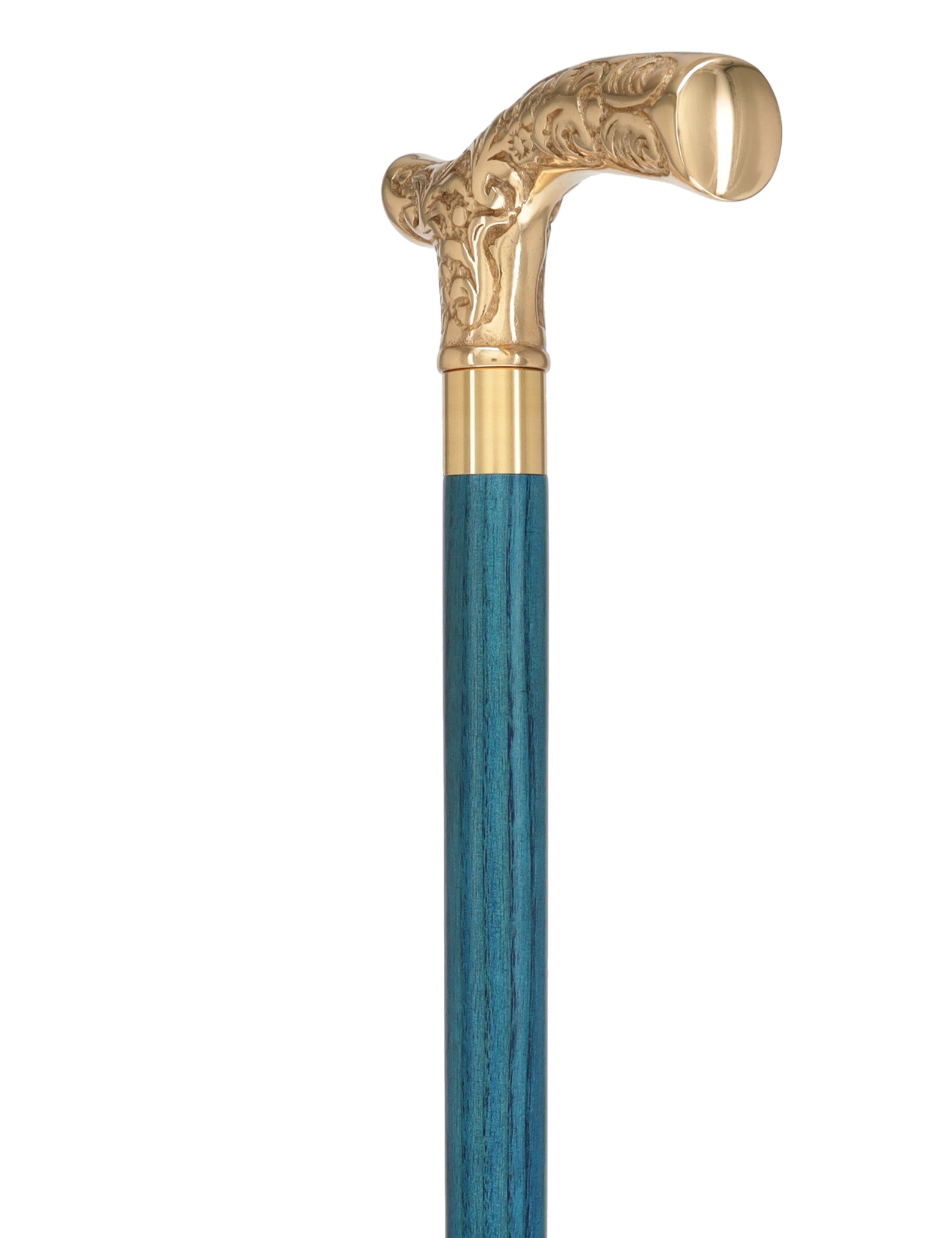 Premium Brass Fritz Handle Cane: Stained Custom Color Shaft