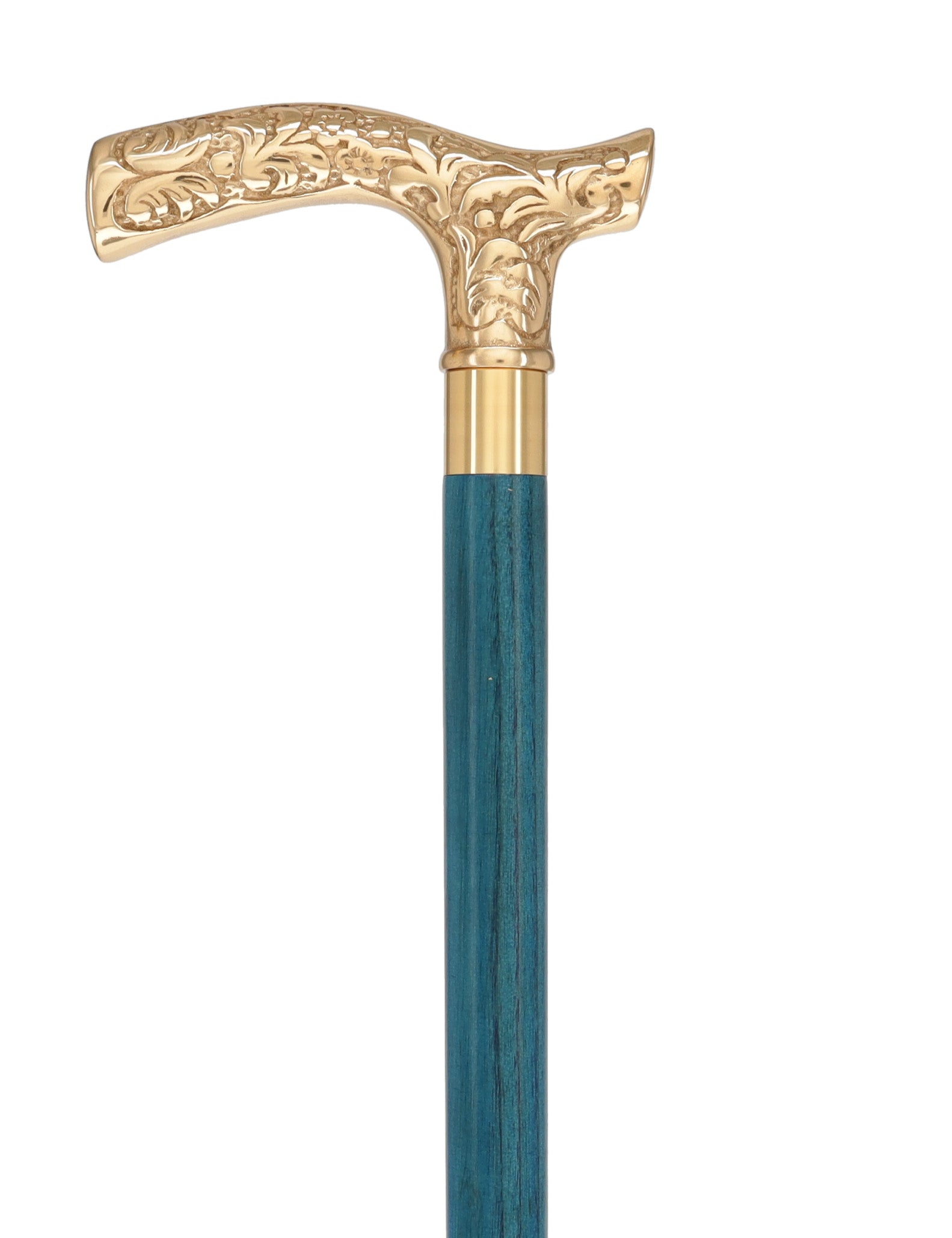 Premium Brass Fritz Handle Cane: Stained Custom Color Shaft