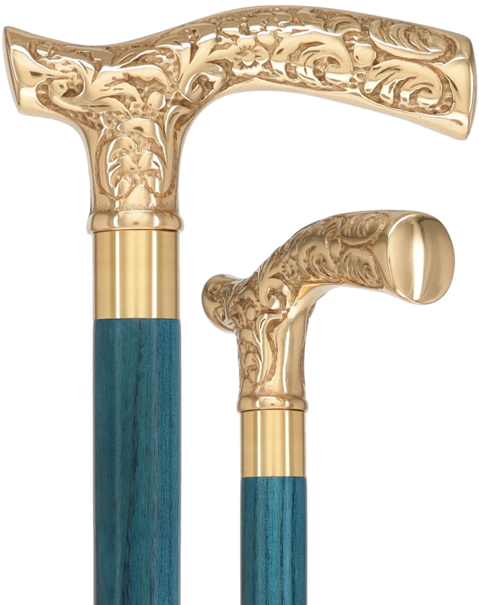 Premium Brass Fritz Handle Cane: Stained Custom Color Shaft