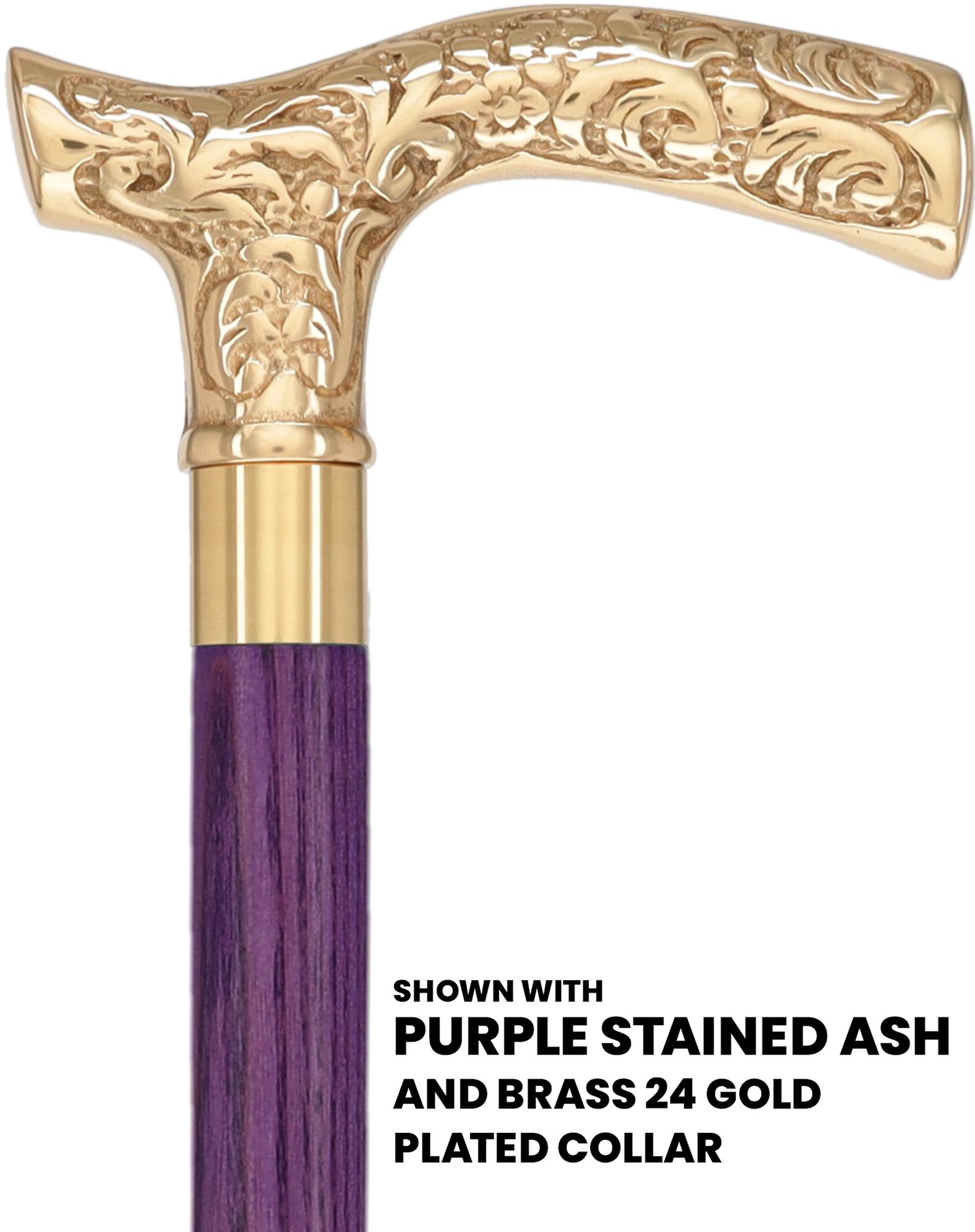 Premium Brass Fritz Handle Cane: Stained Custom Color Shaft