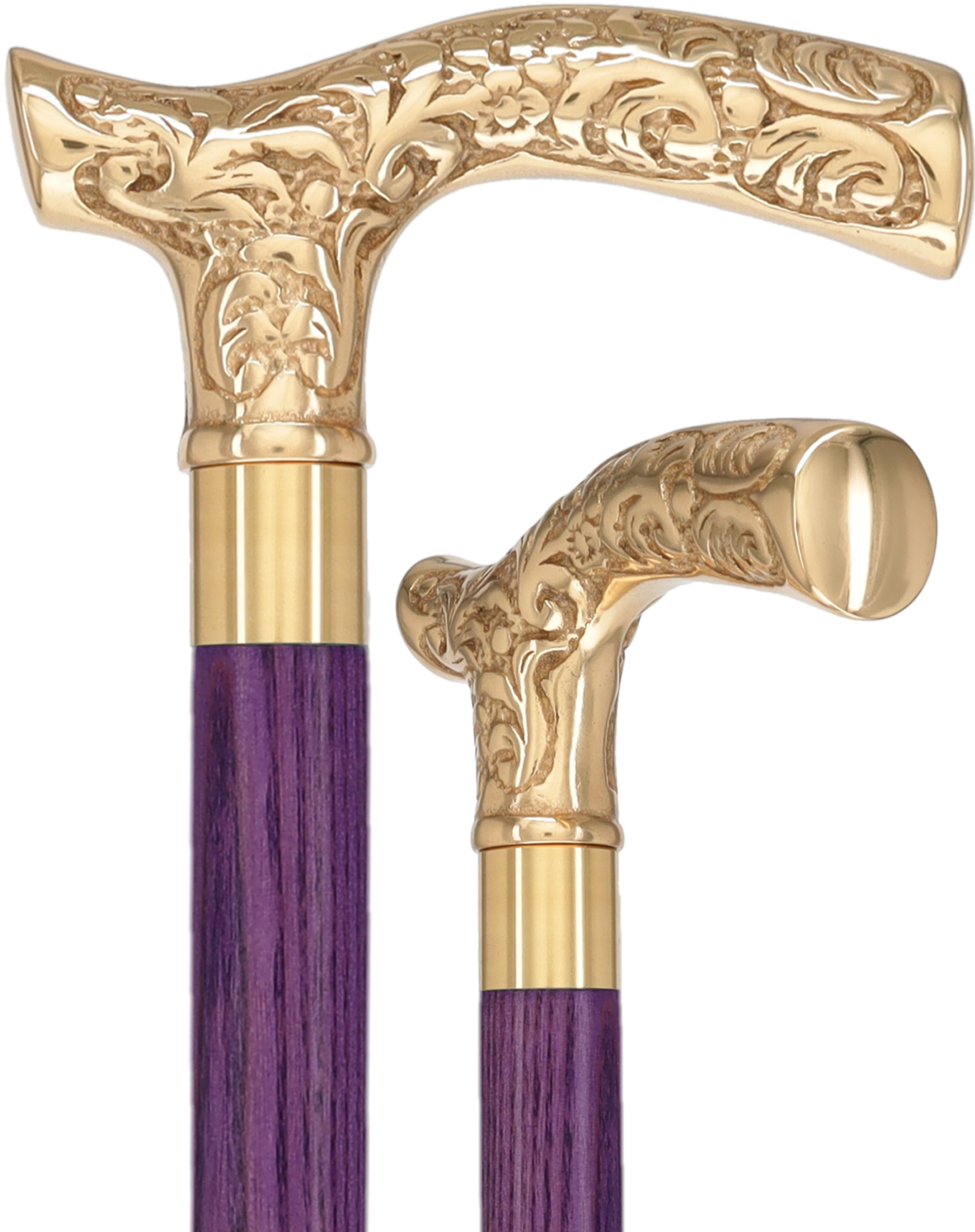 Premium Brass Fritz Handle Cane: Stained Custom Color Shaft