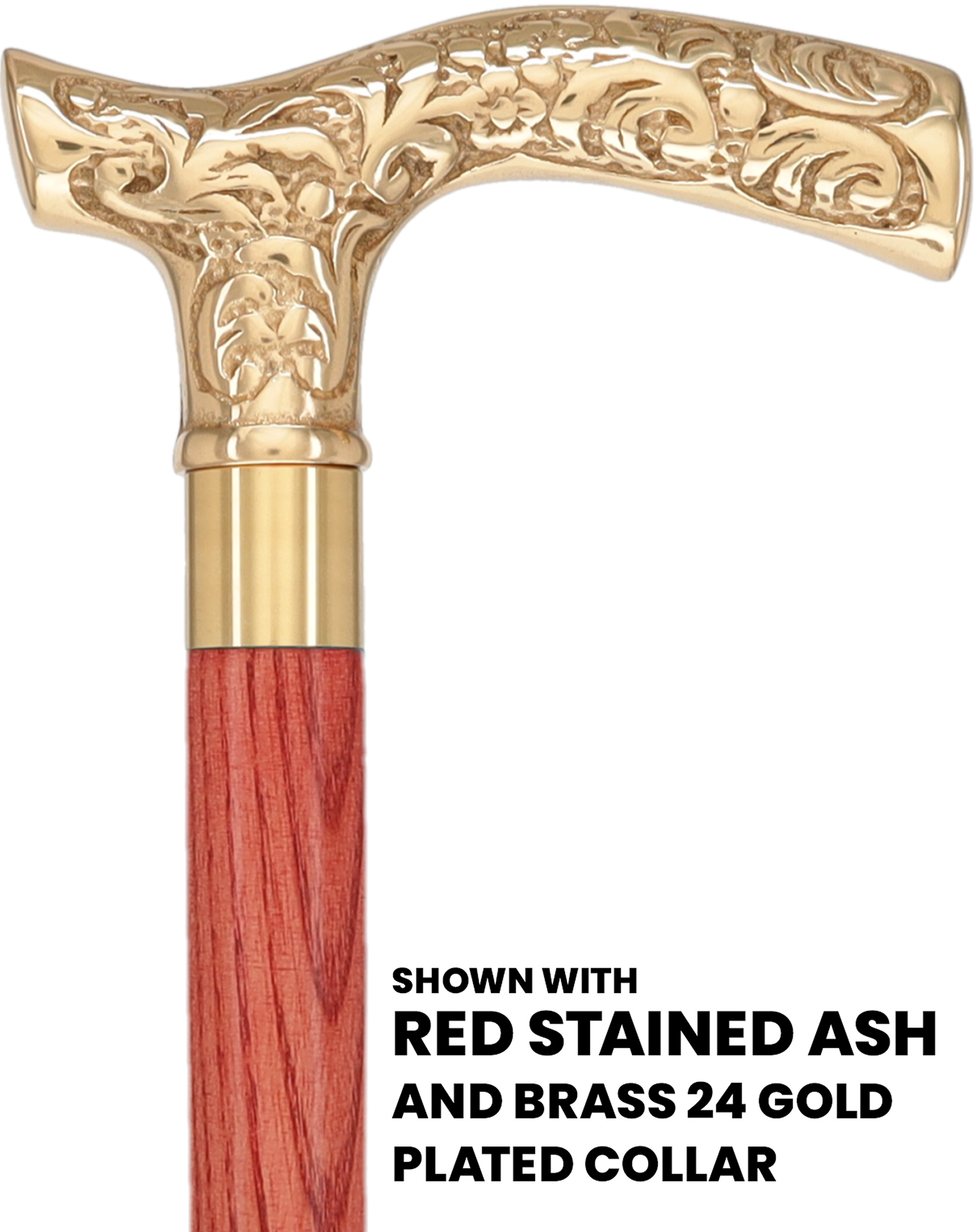 Premium Brass Fritz Handle Cane: Stained Custom Color Shaft