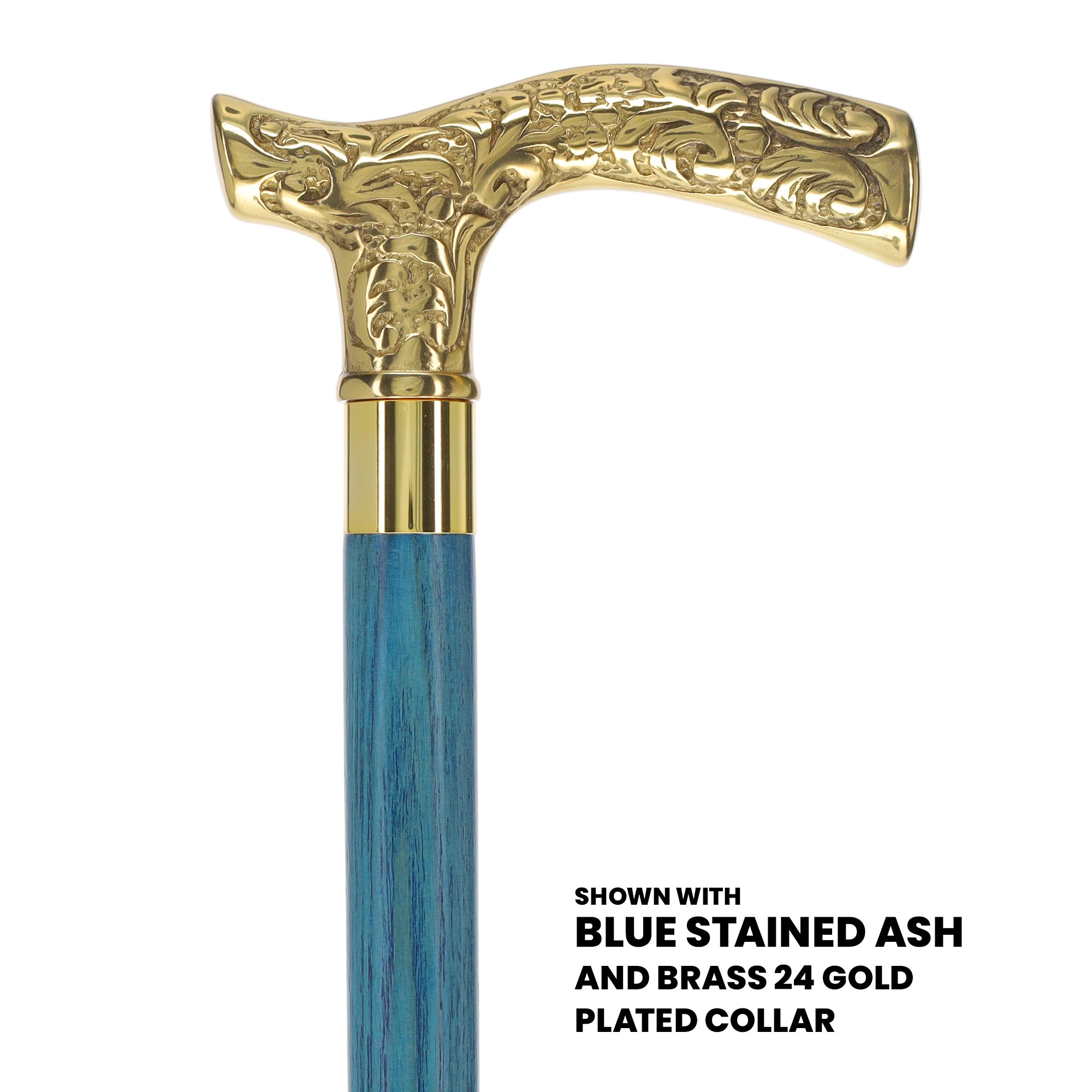 Premium Brass Fritz Handle Cane: Stained Custom Color Shaft