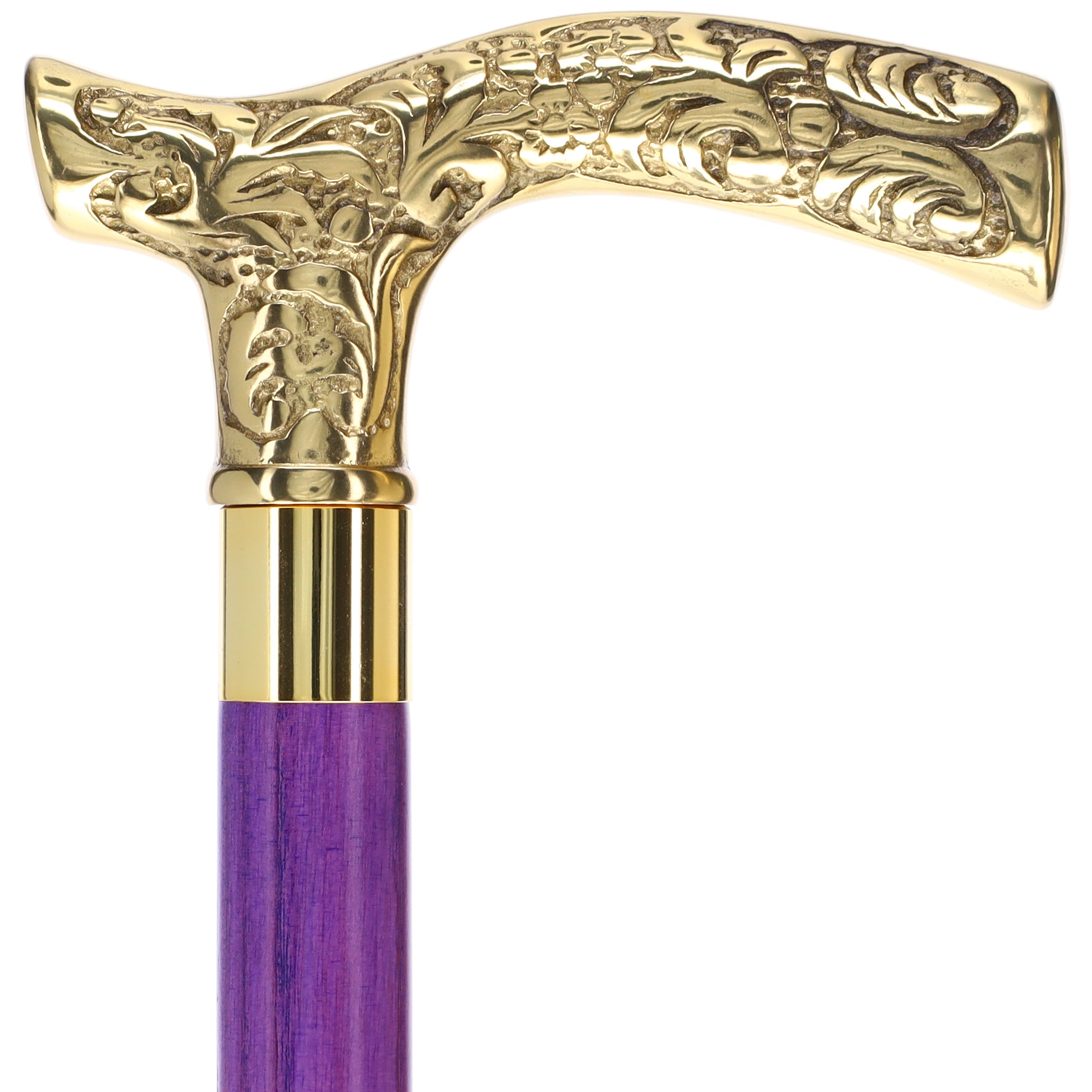 Premium Brass Fritz Handle Cane: Stained Custom Color Shaft