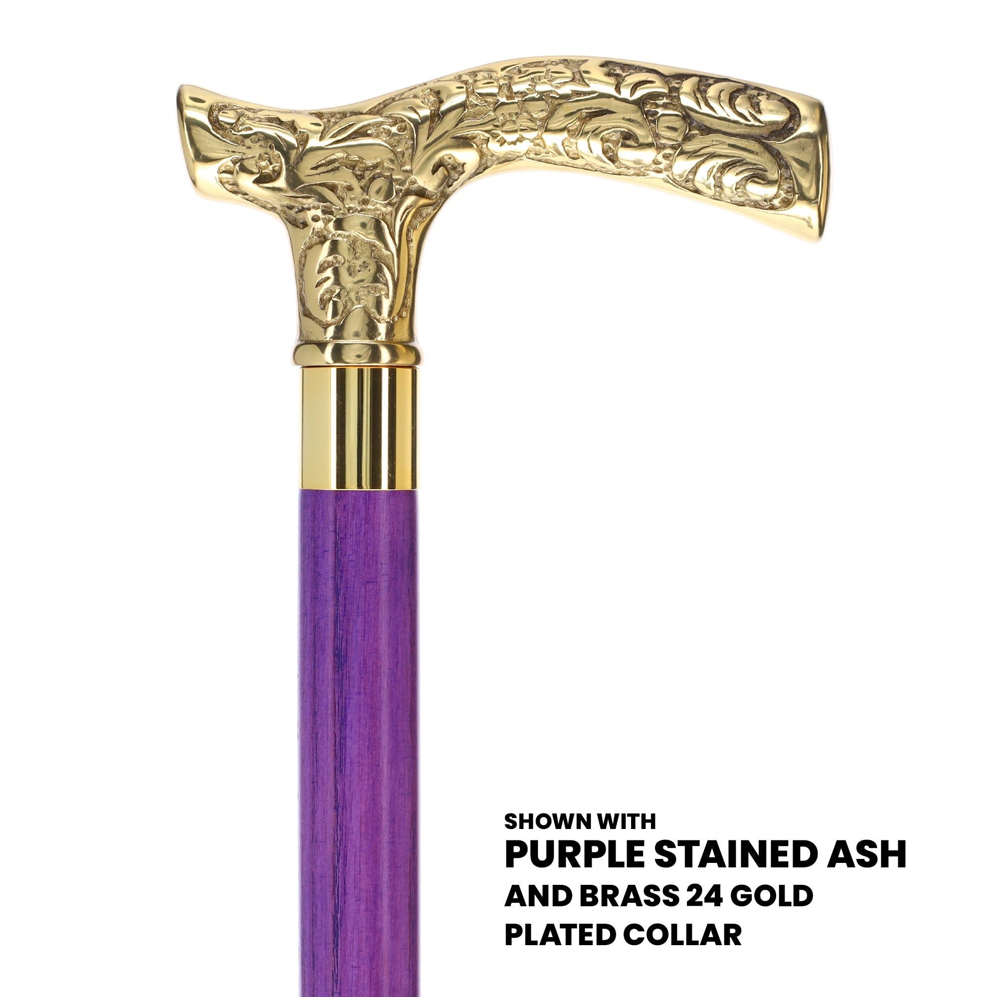 Premium Brass Fritz Handle Cane: Stained Custom Color Shaft