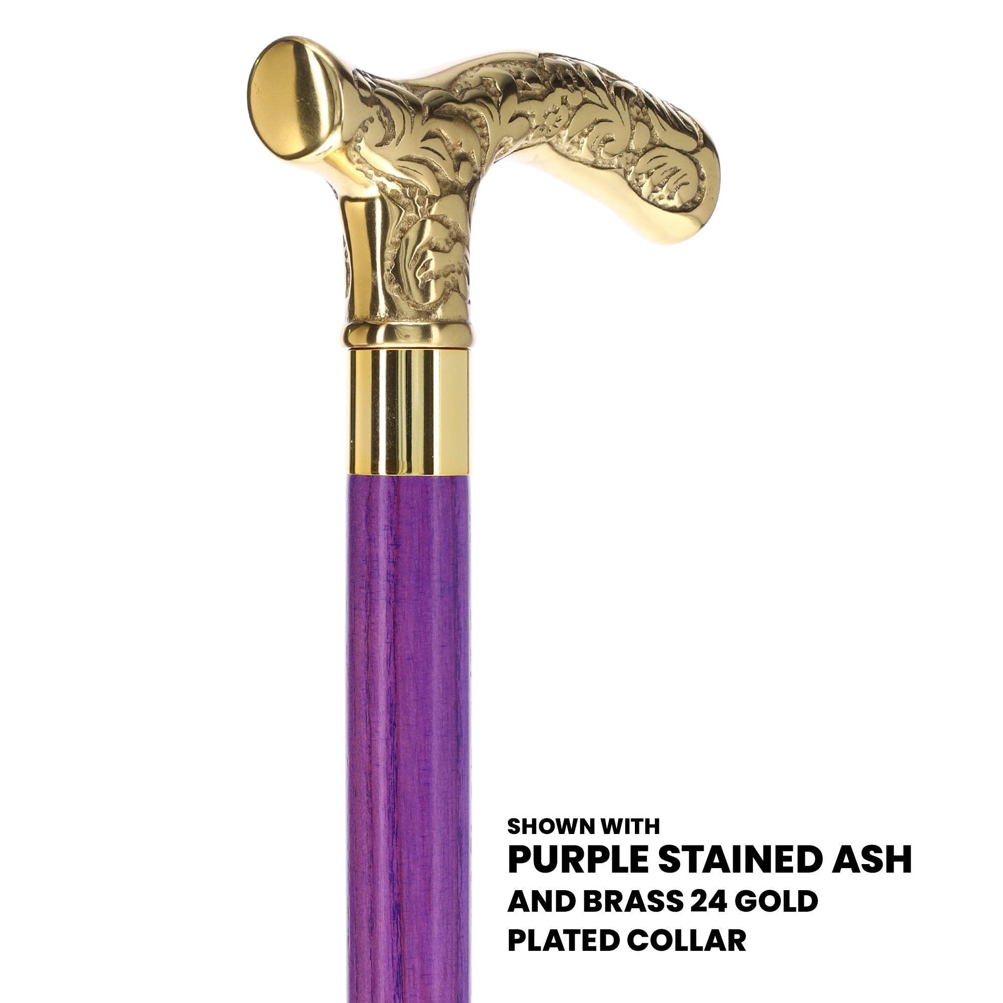 Premium Brass Fritz Handle Cane: Stained Custom Color Shaft