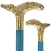 Premium Brass Alligator Handle Cane: Stained Custom Color Shaft