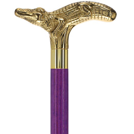 Premium Brass Alligator Handle Cane: Stained Custom Color Shaft