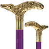 Premium Brass Alligator Cane - Custom Stain & Ash Shaft
