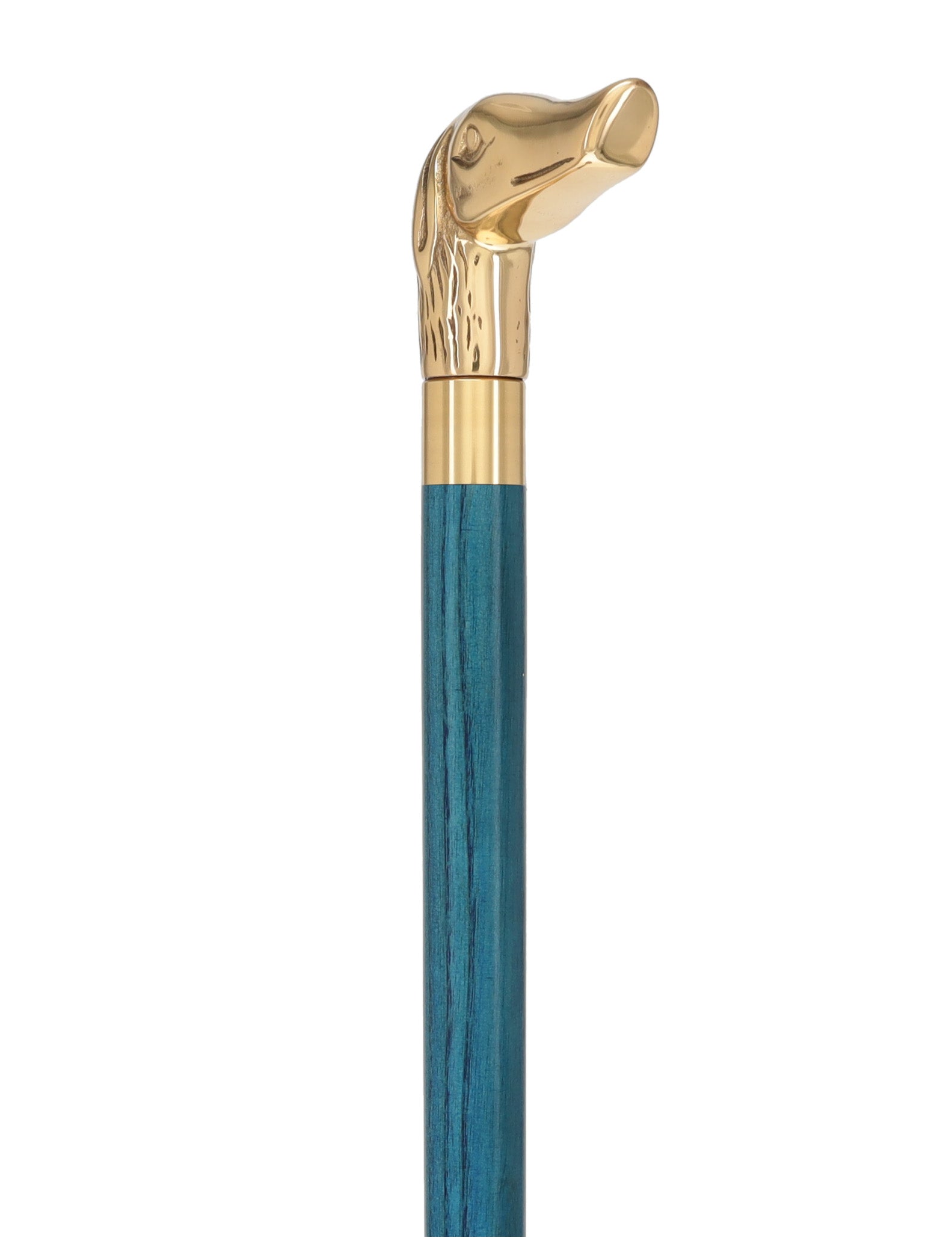 Premium Brass Dog Handle Cane: Stained Custom Color Shaft