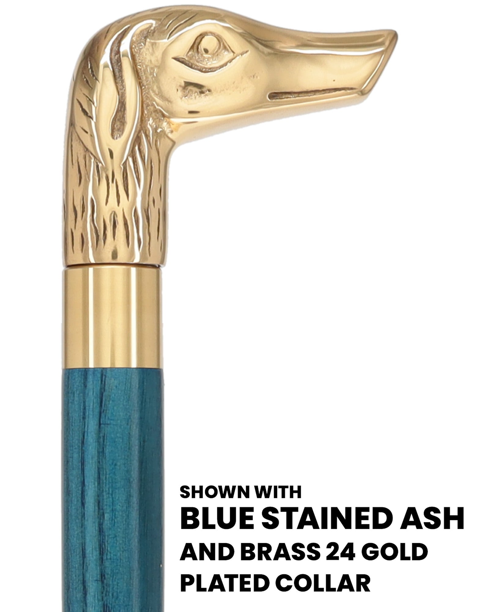 Premium Brass Dog Handle Cane: Stained Custom Color Shaft