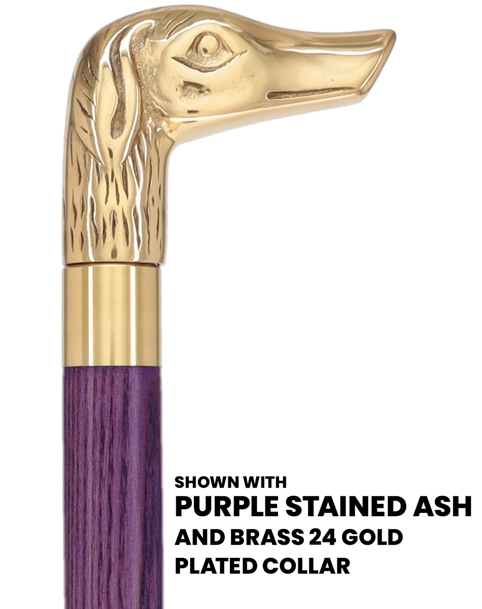 Premium Brass Dog Handle Cane: Stained Custom Color Shaft