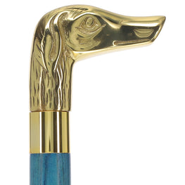 Premium Brass Dog Handle Cane: Stained Custom Color Shaft