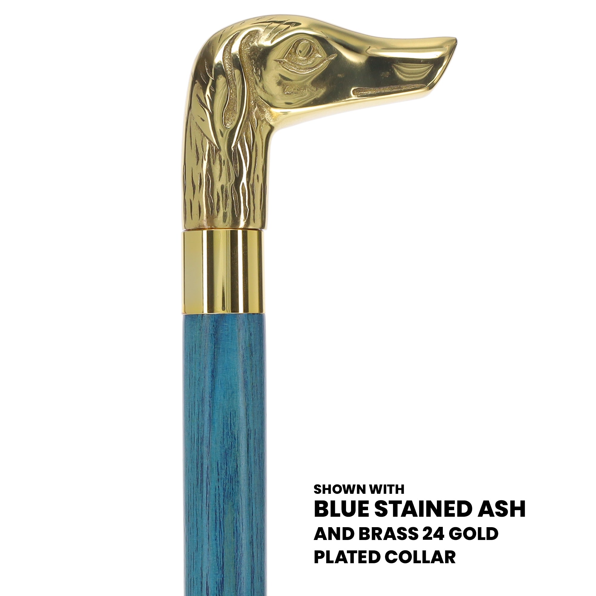 Premium Brass Dog Handle Cane: Stained Custom Color Shaft