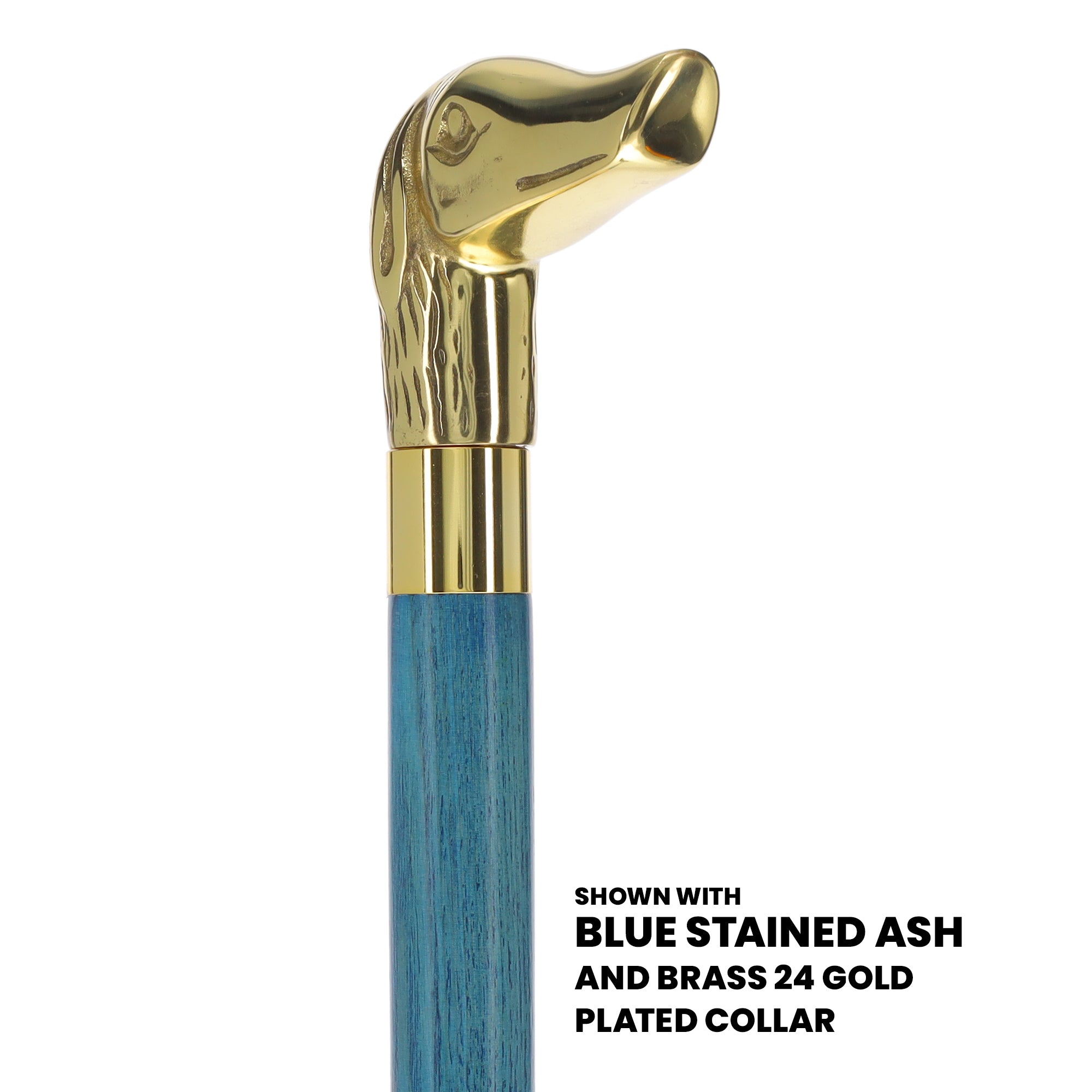 Premium Brass Dog Handle Cane: Stained Custom Color Shaft