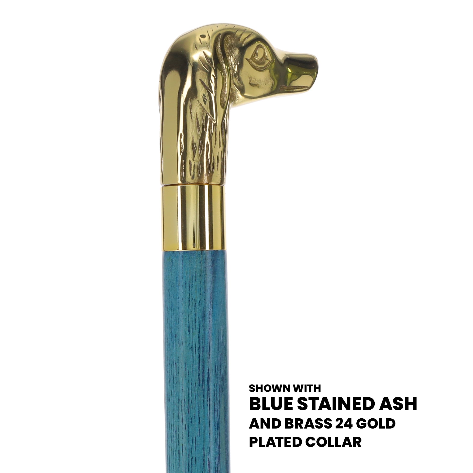 Premium Brass Dog Handle Cane: Stained Custom Color Shaft