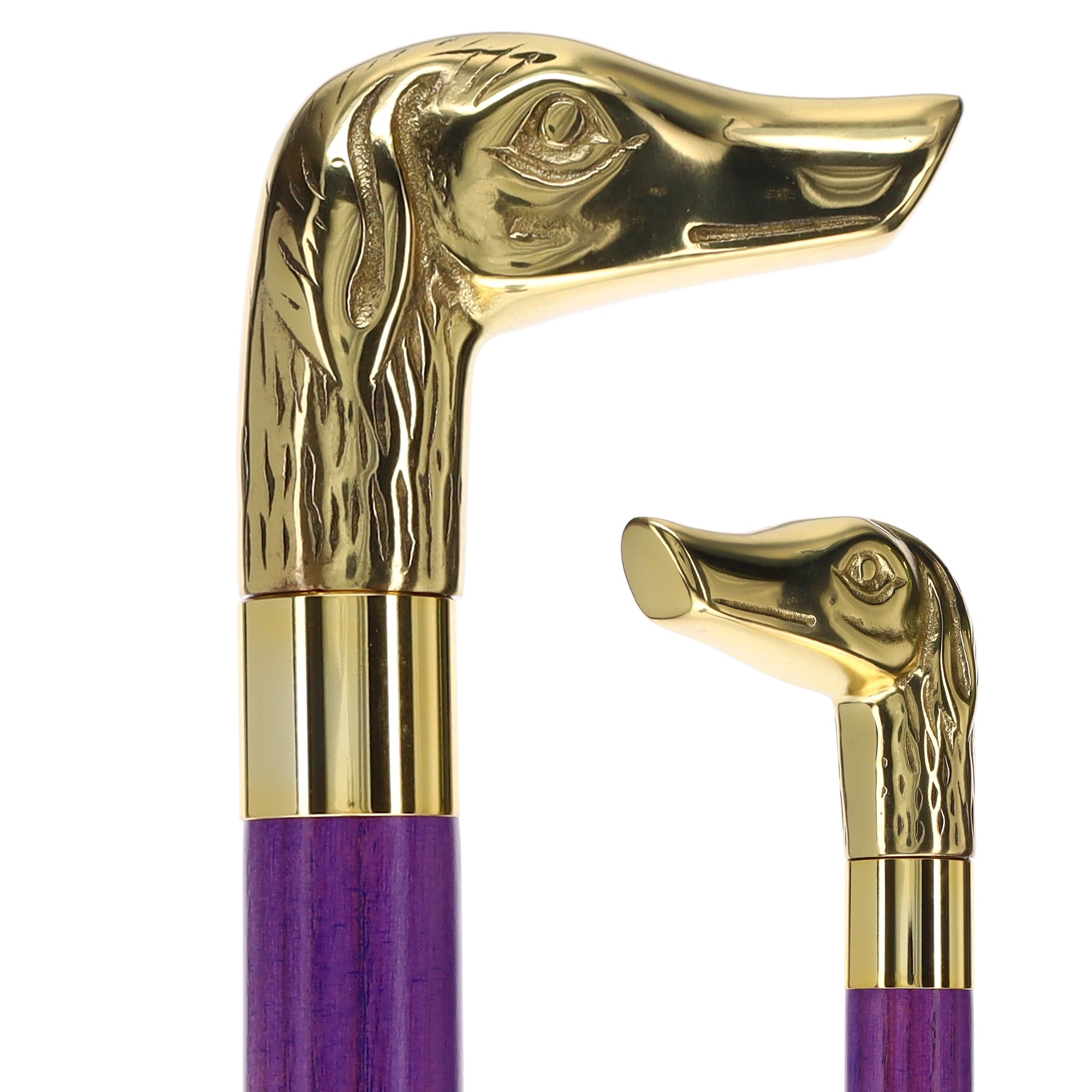Premium Brass Dog Handle Cane: Stained Custom Color Shaft